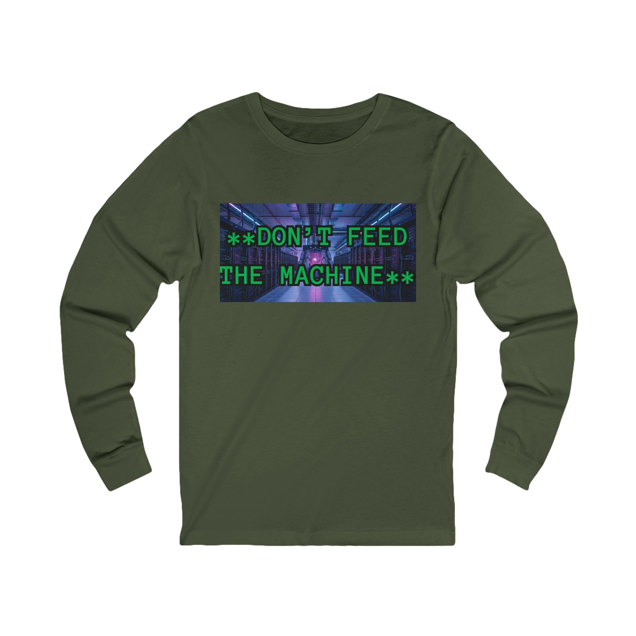 DON'T FEED THE MACHINE Tee | Cyberpunk Glitch Text Long Sleeve - Image 10