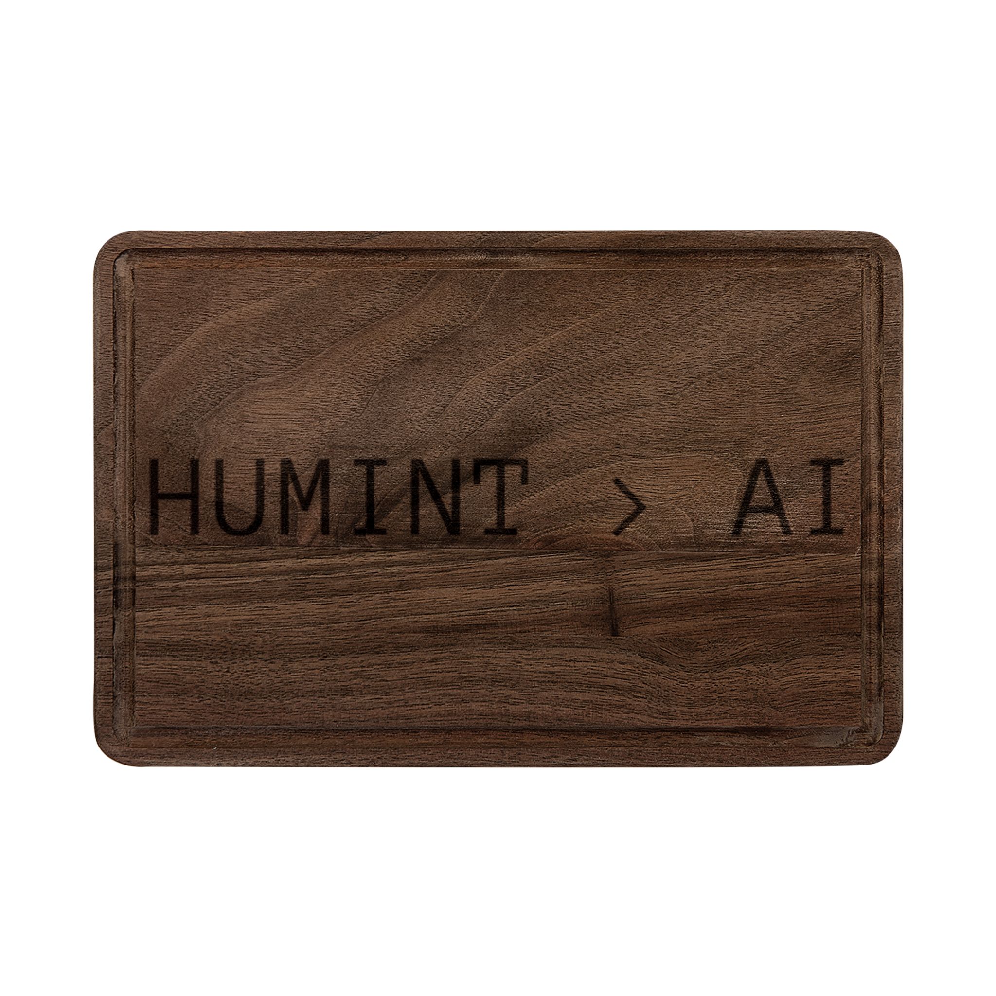 Engraved 'HUMINT > AI' Wooden Cutting Board - Image 2