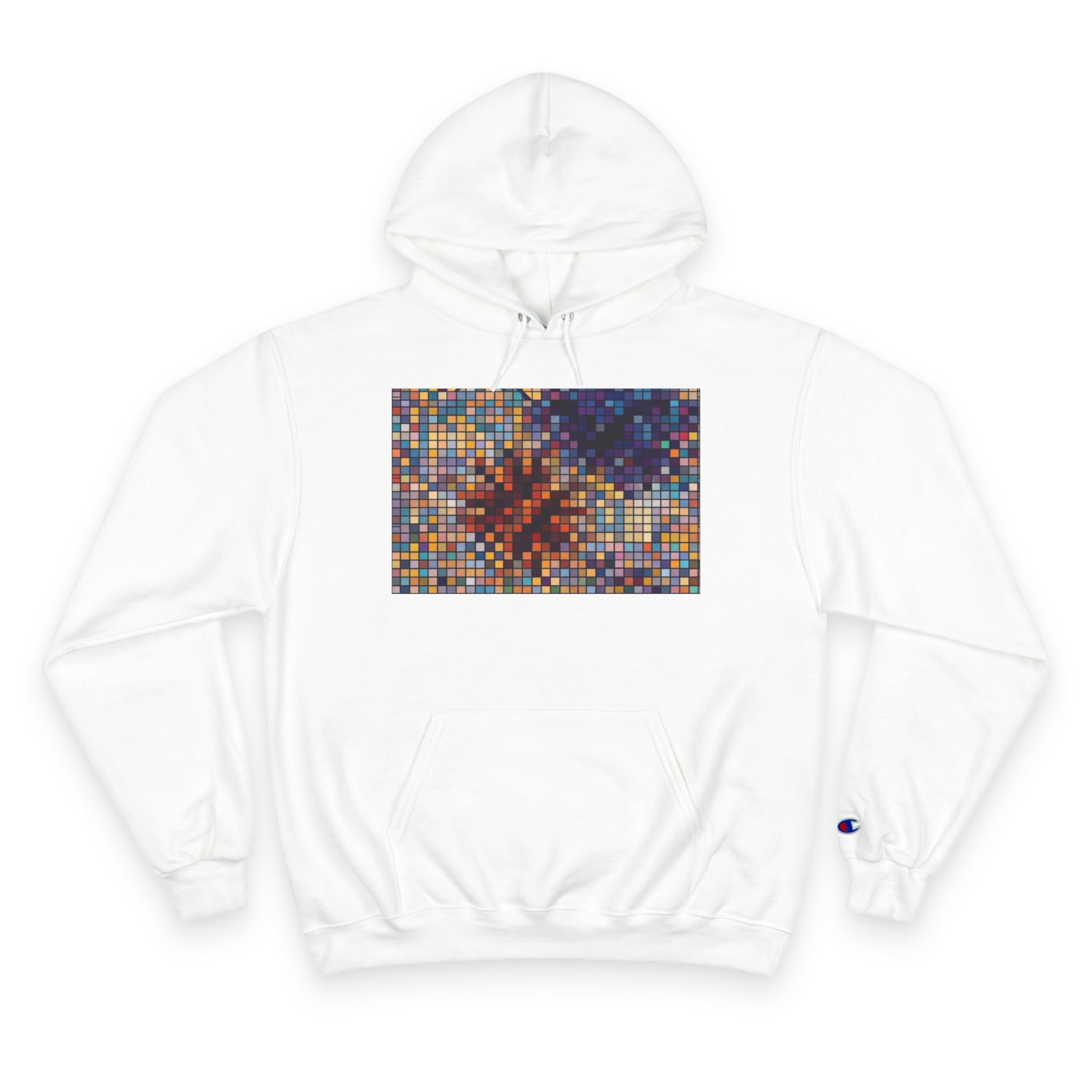 Abstract Mosaic Floral Champion Hoodie — Colorful Pixel Flower Graphic - Image 5