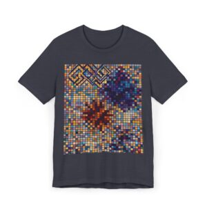 Pixel Mosaic Star T-Shirt — Geometric Colorful Grid Design