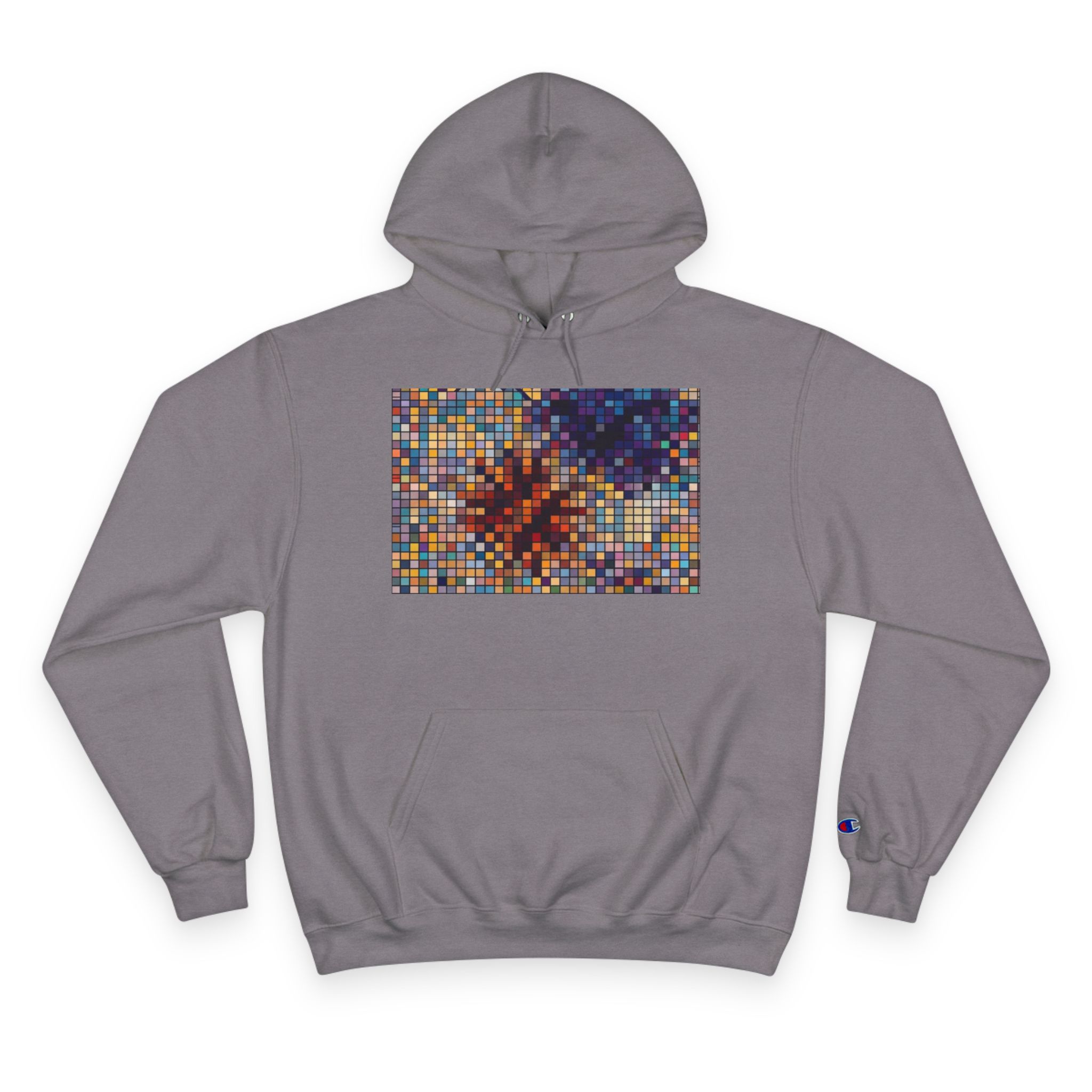 Abstract Mosaic Floral Champion Hoodie — Colorful Pixel Flower Graphic - Image 25