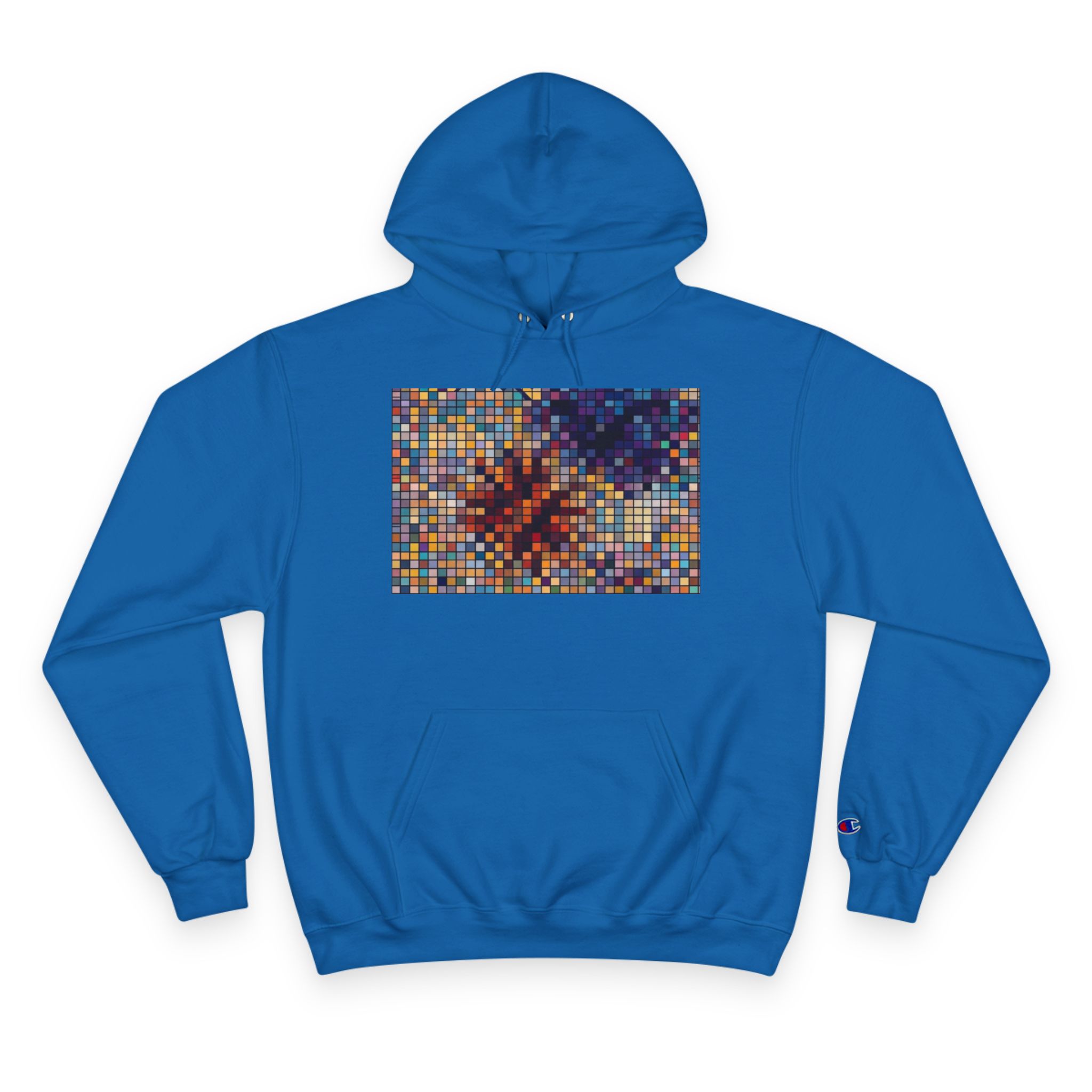 Abstract Mosaic Floral Champion Hoodie — Colorful Pixel Flower Graphic - Image 17