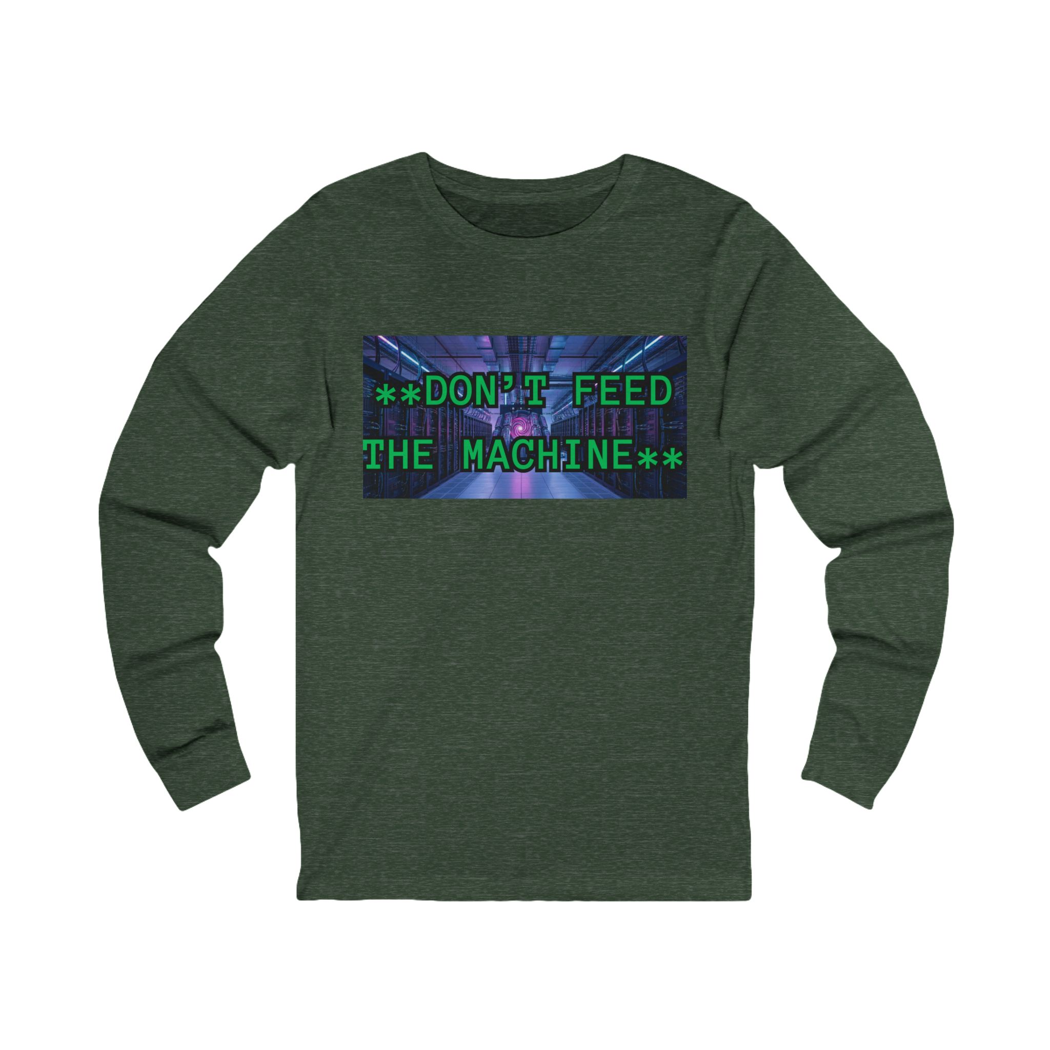 DON'T FEED THE MACHINE Tee | Cyberpunk Glitch Text Long Sleeve - Image 13