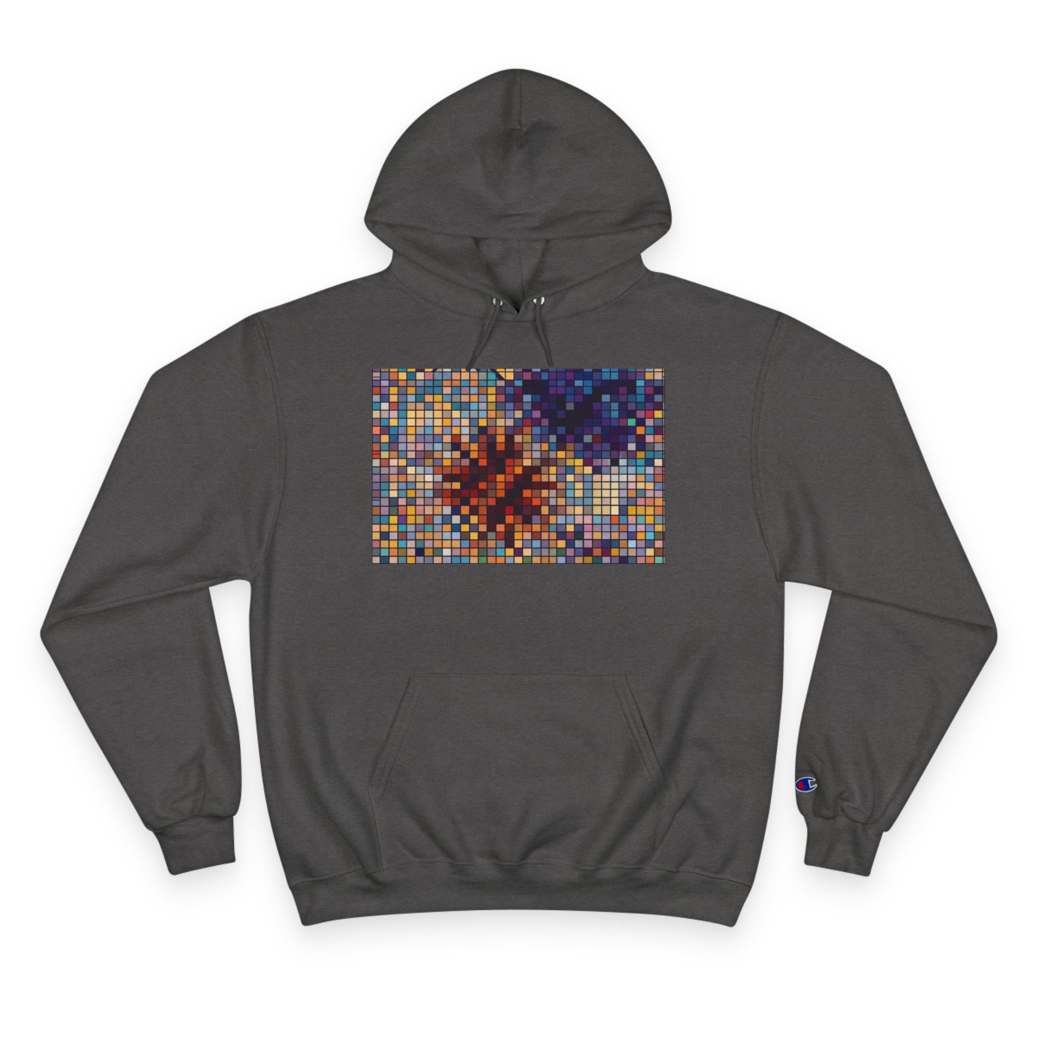 Abstract Mosaic Floral Champion Hoodie — Colorful Pixel Flower Graphic - Image 13