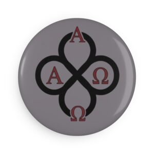 Christian Alpha Omega Clover Magnet — Round Button Fridge Magnet