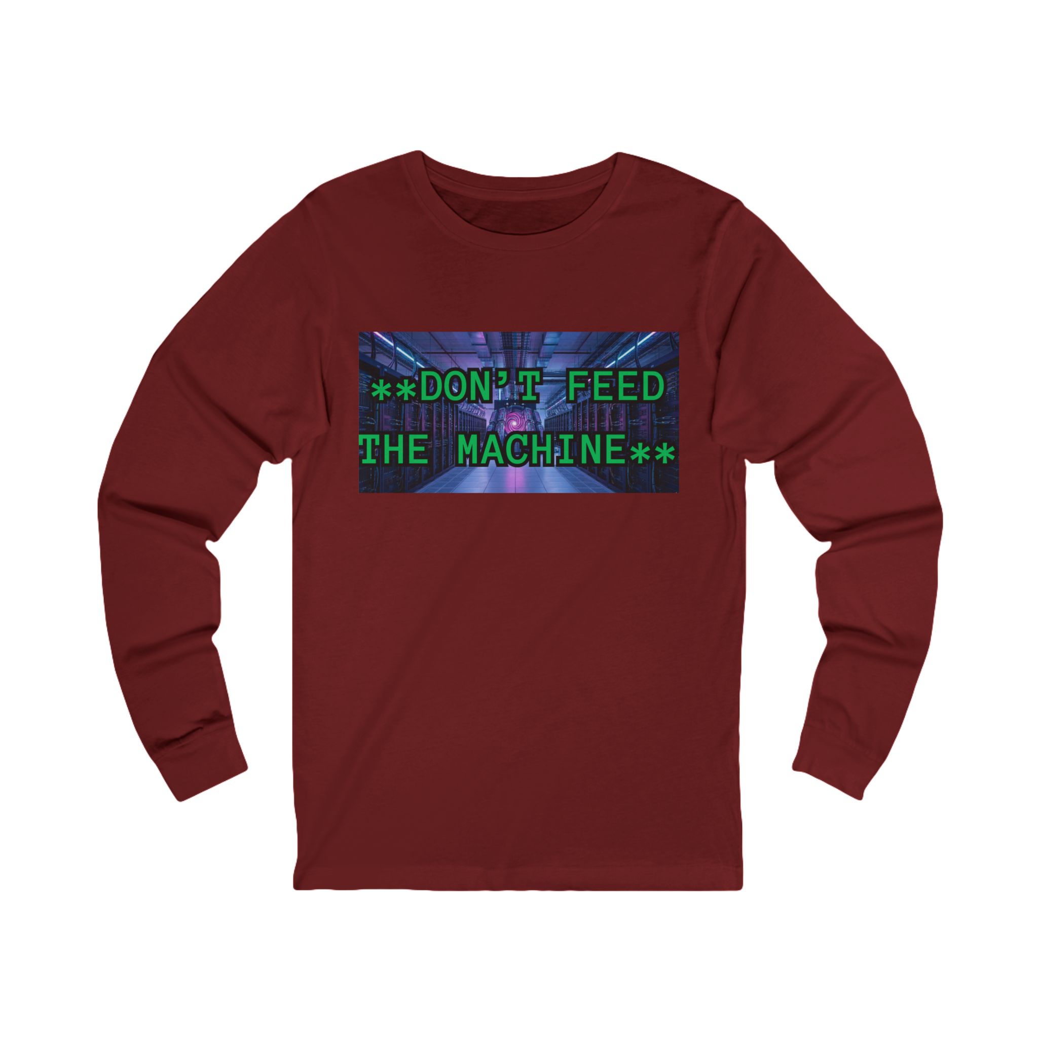 DON'T FEED THE MACHINE Tee | Cyberpunk Glitch Text Long Sleeve - Image 37