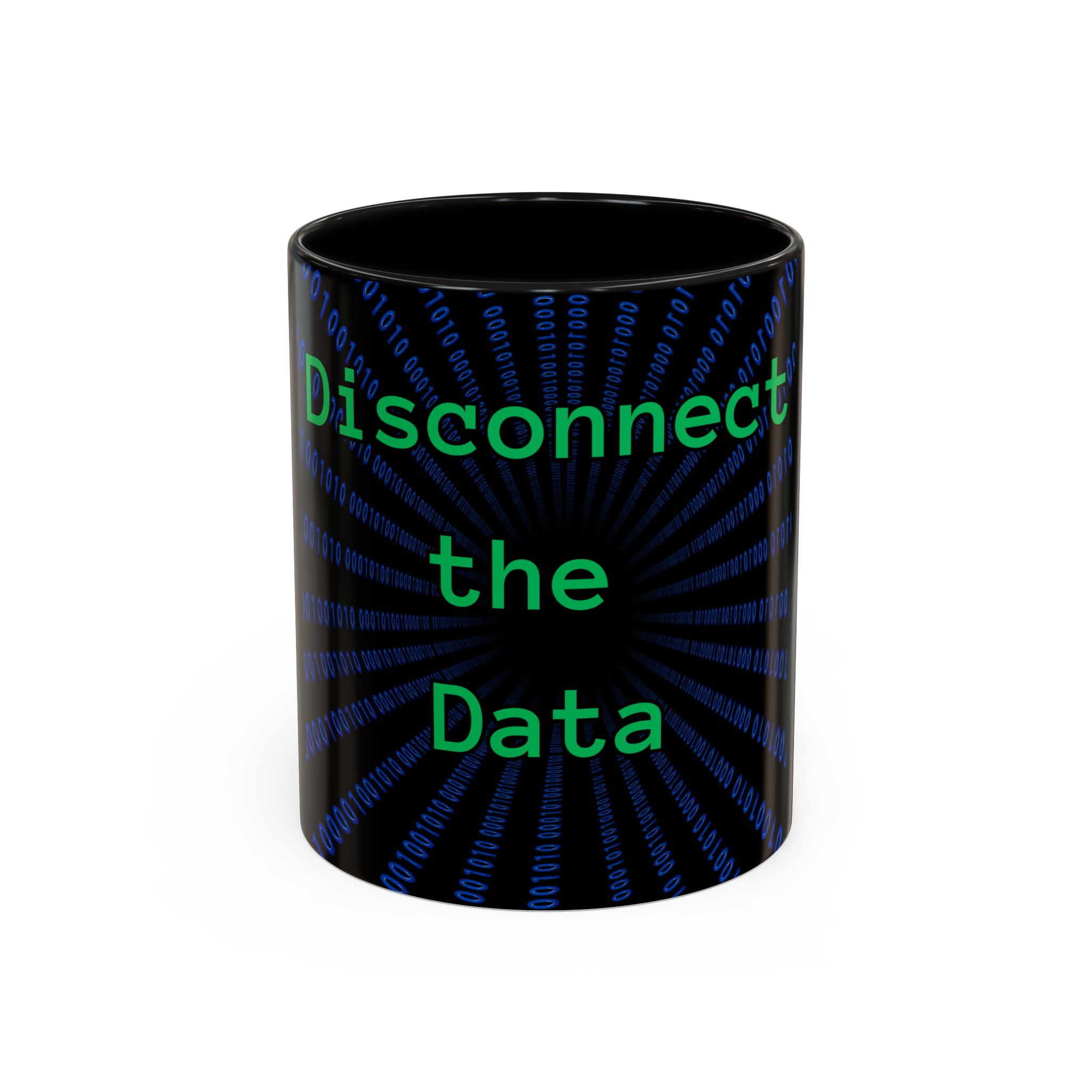 Disconnect the Data Accent Coffee Mug — Tech Humor Binary Design (11/15oz)