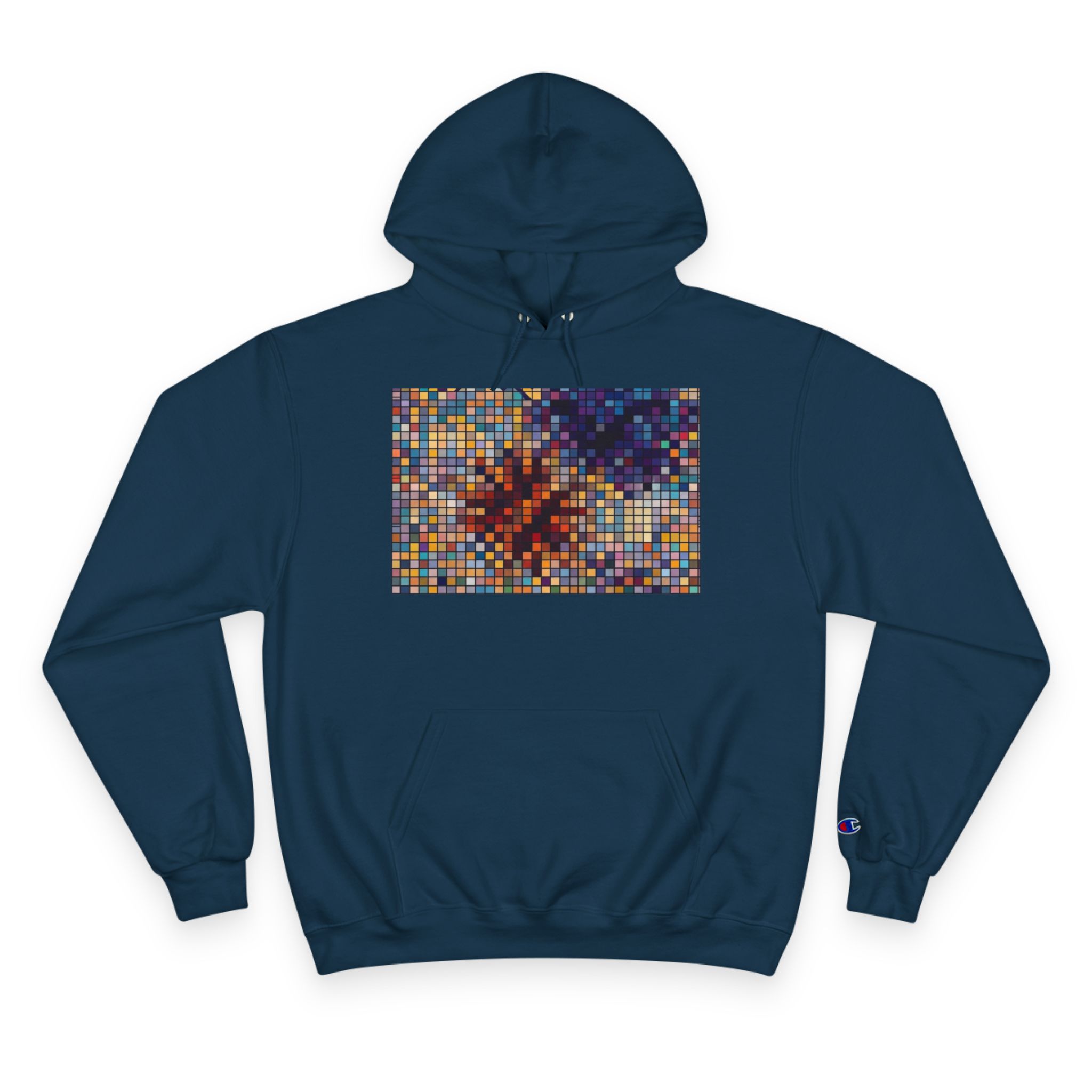Abstract Mosaic Floral Champion Hoodie — Colorful Pixel Flower Graphic - Image 21