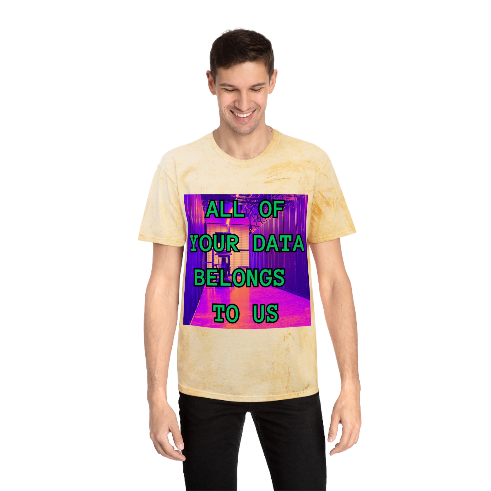 All Of Your Data Belongs To Us T-Shirt | Vaporwave Retro Cyberpunk - Image 3