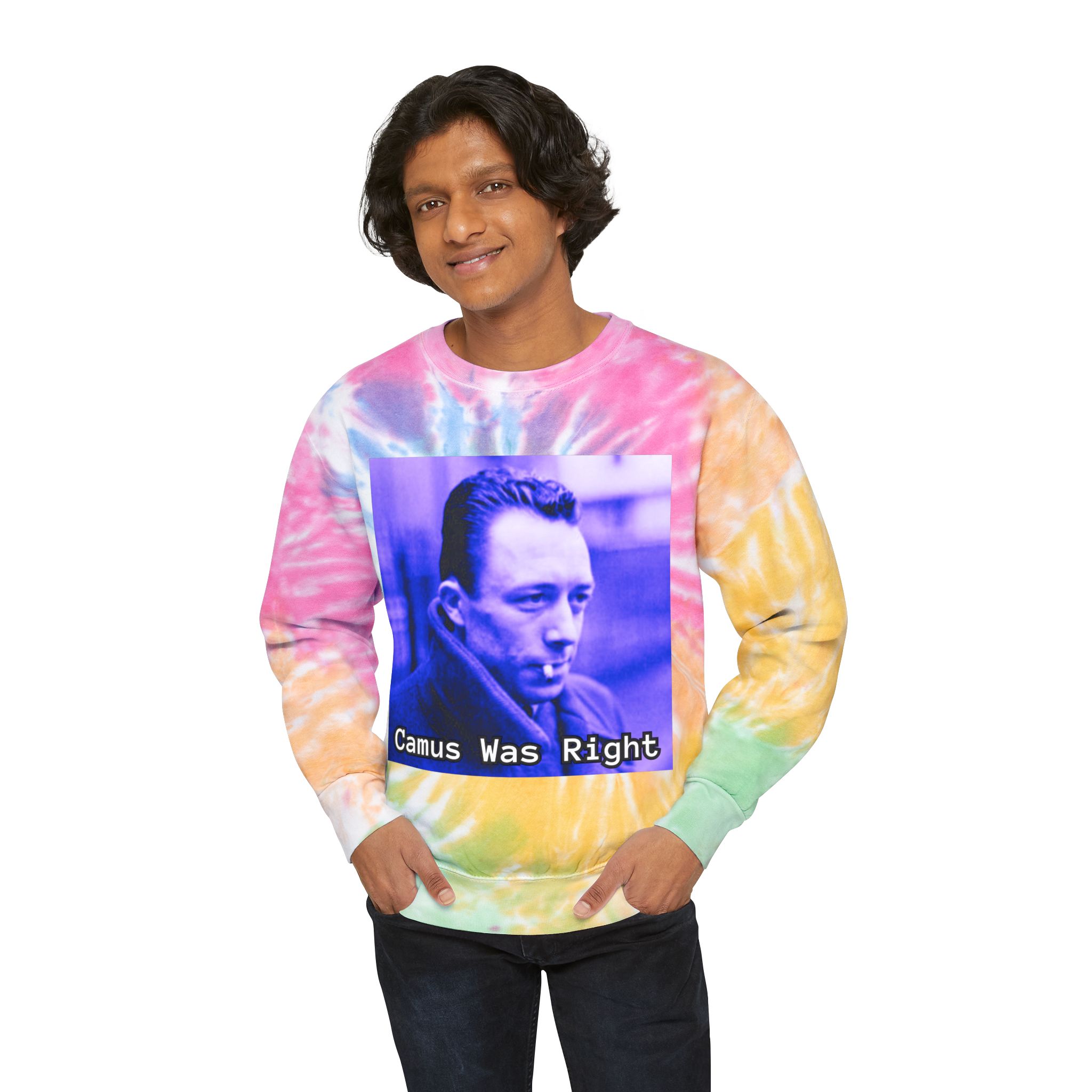 Albert Camus 'Camus Was Right' Tie-Dye Sweatshirt - Image 11