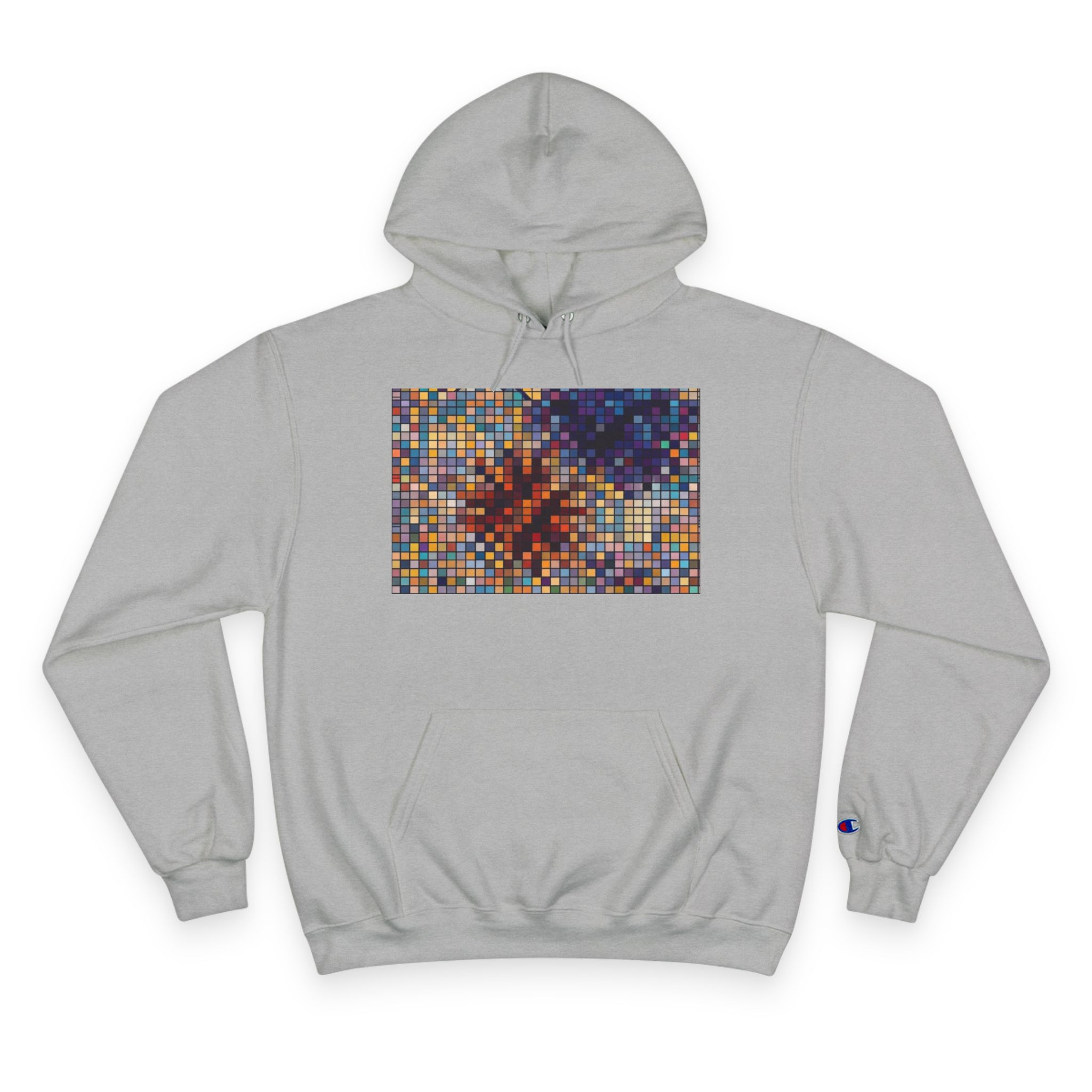 Abstract Mosaic Floral Champion Hoodie — Colorful Pixel Flower Graphic - Image 9