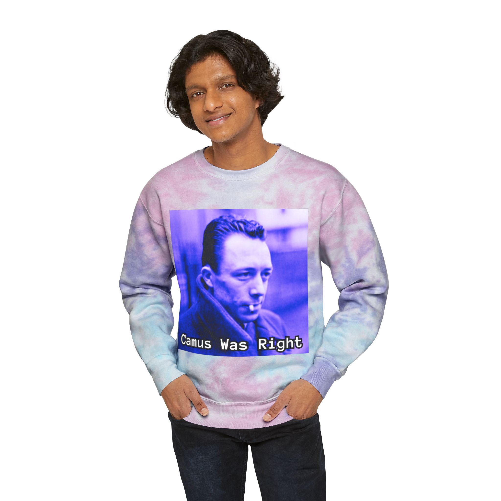 Albert Camus 'Camus Was Right' Tie-Dye Sweatshirt - Image 7