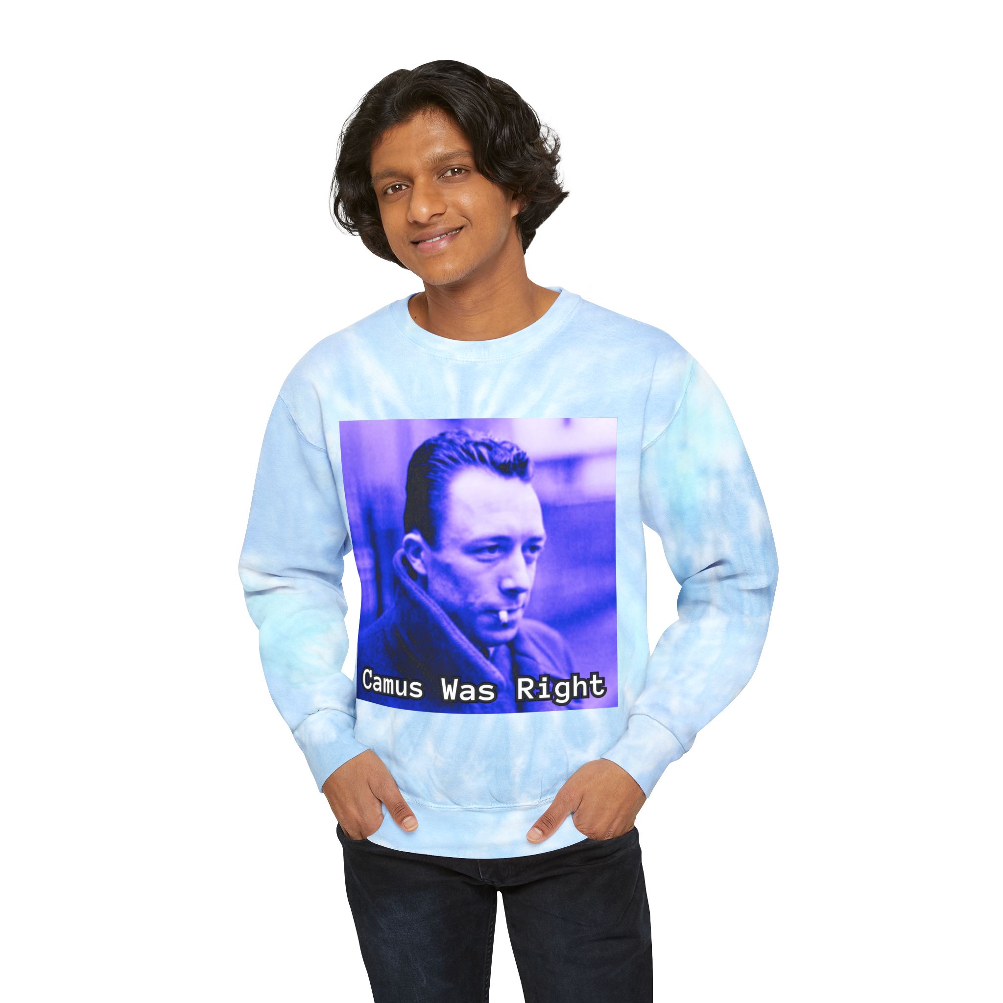 Albert Camus 'Camus Was Right' Tie-Dye Sweatshirt - Image 3