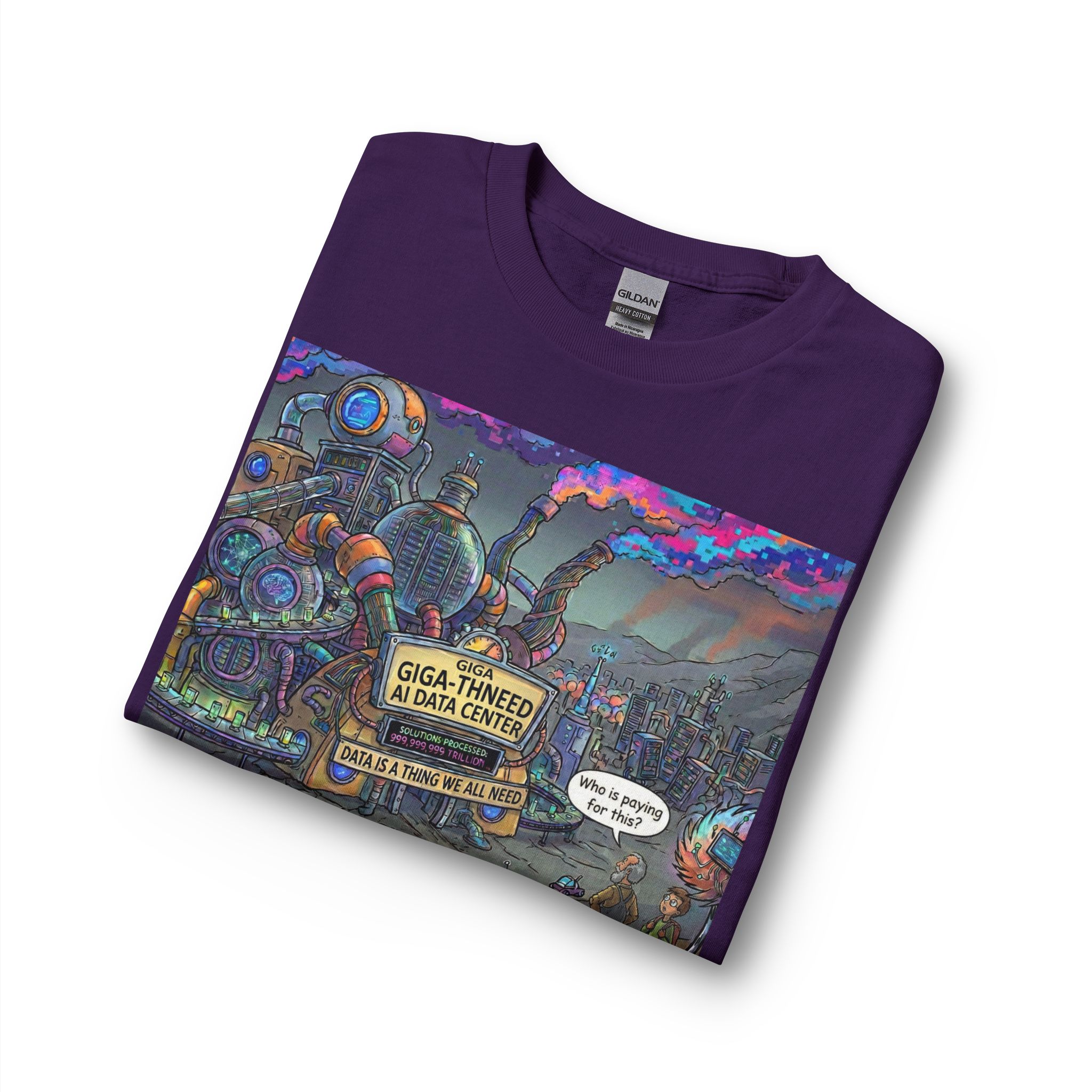 Long Sleeve T-Shirt — Retro Sci‑Fi 'Who is Paying for This AI Data Center' Graphic - Image 39