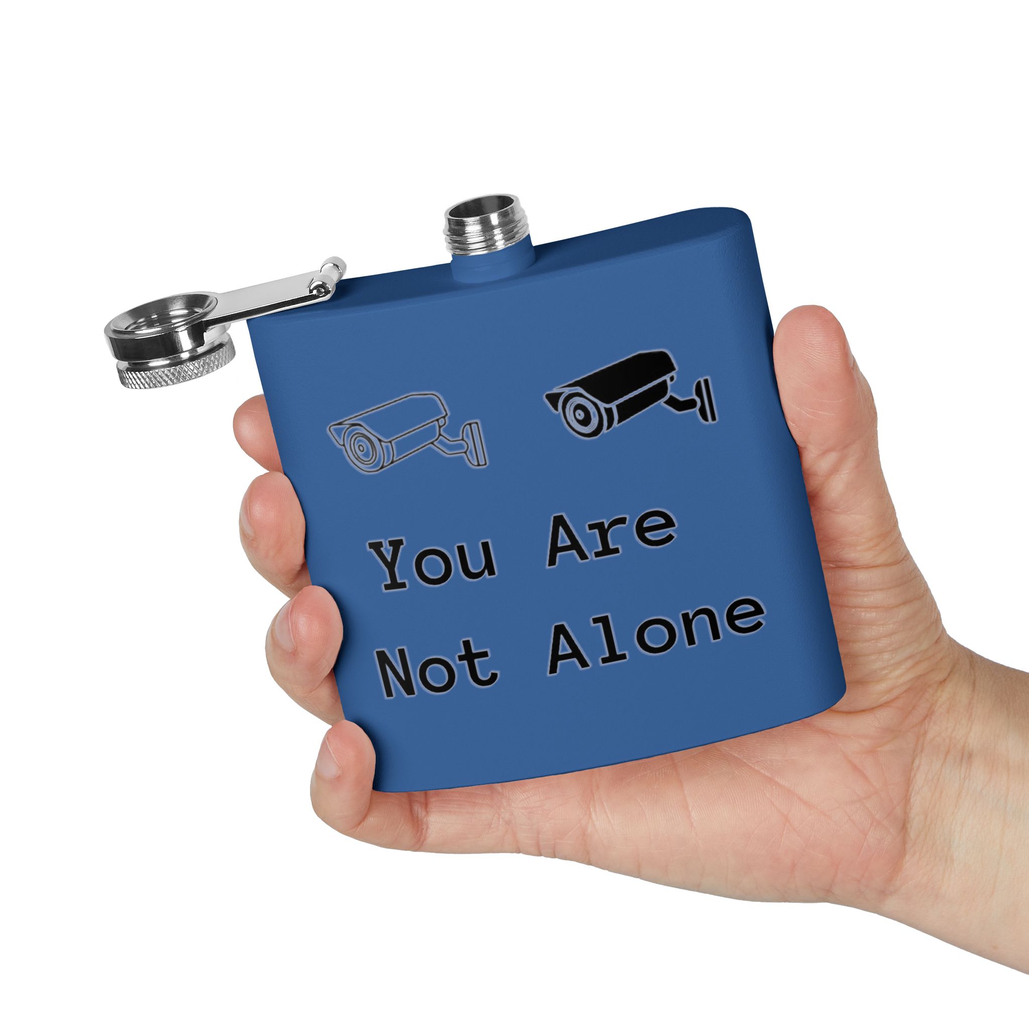 Surveillance Camera "You Are Not Alone" 6oz Stainless Steel Flask - Image 24