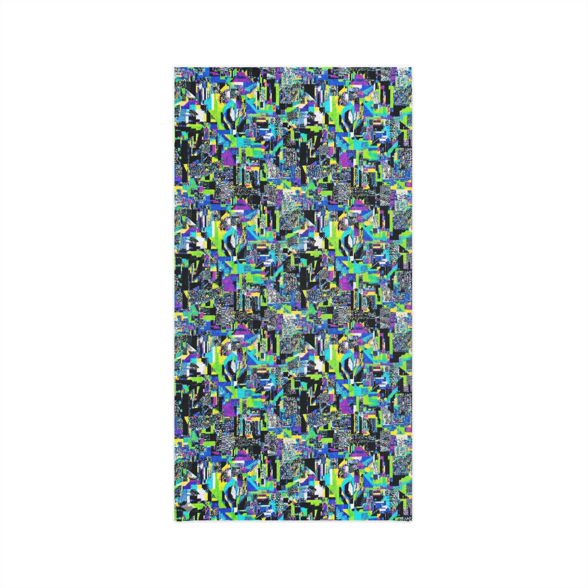 Abstract Neon Geo Neck Gaiter — Blue Green Patterned Face Scarf - Image 4
