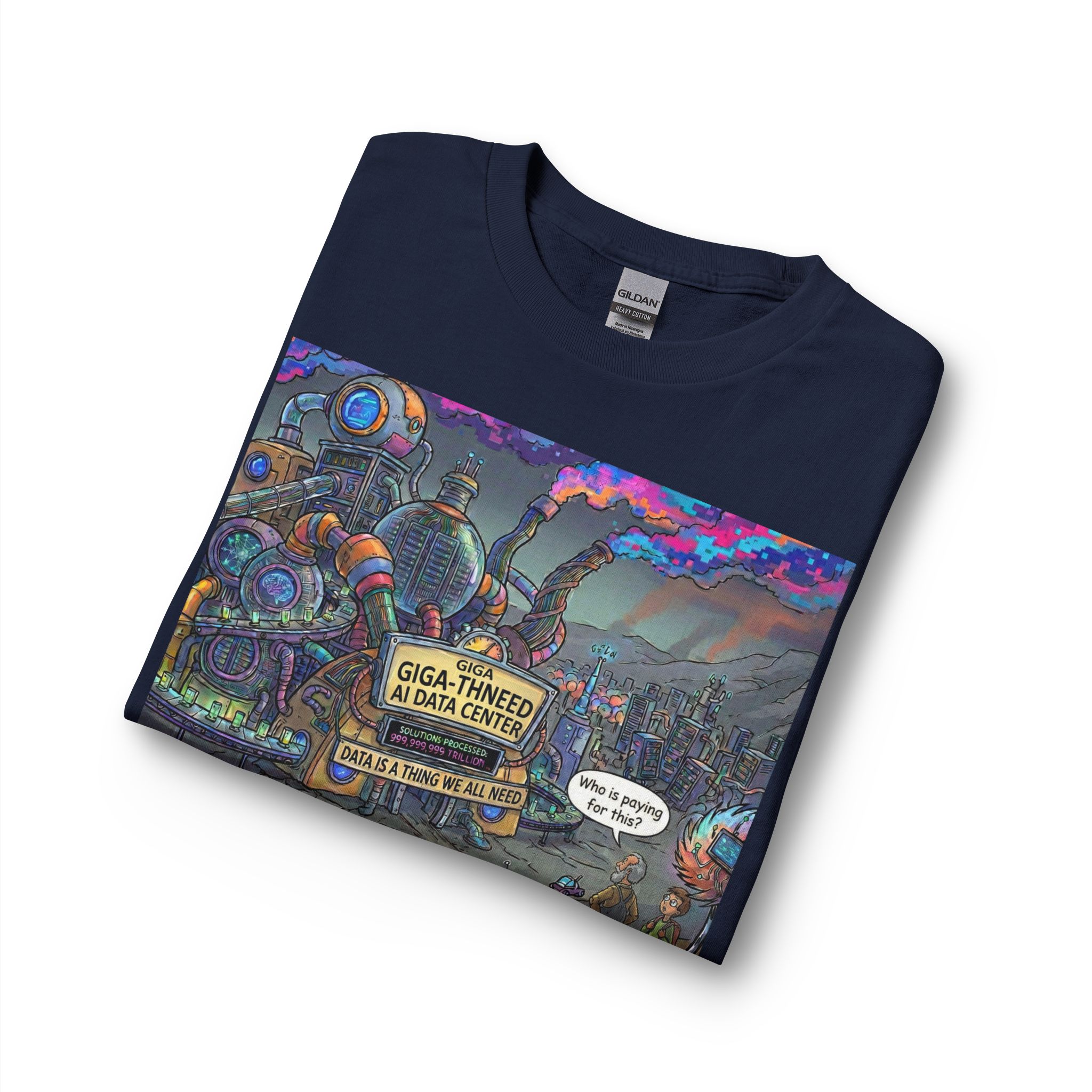 Long Sleeve T-Shirt — Retro Sci‑Fi 'Who is Paying for This AI Data Center' Graphic - Image 35