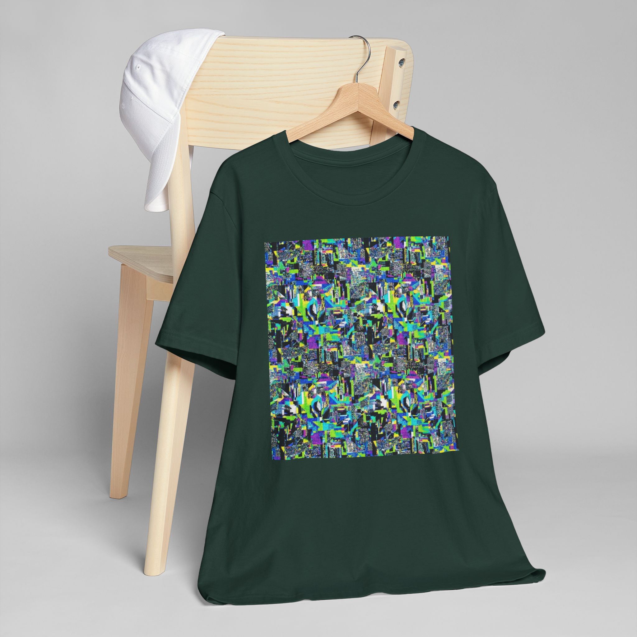 Abstract Neon Mosaic T-Shirt — Colorful Geometric Art Tee - Image 23