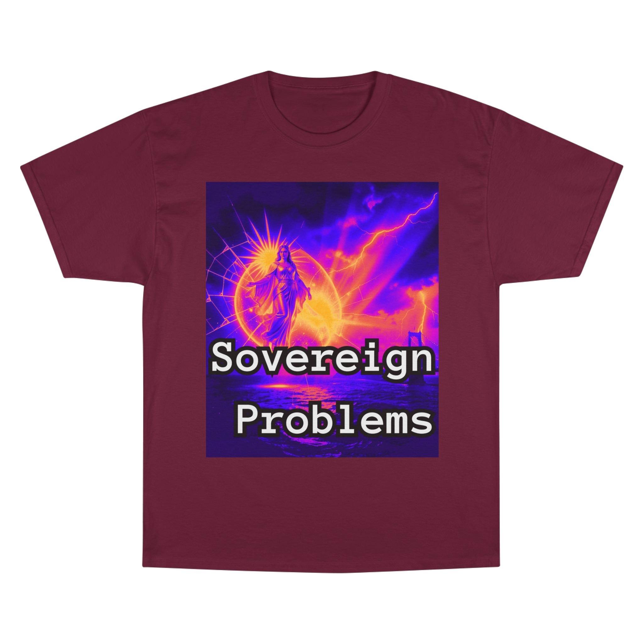 Sovereign Problems Champion T-Shirt — Neon Angel Graphic Tee - Image 6