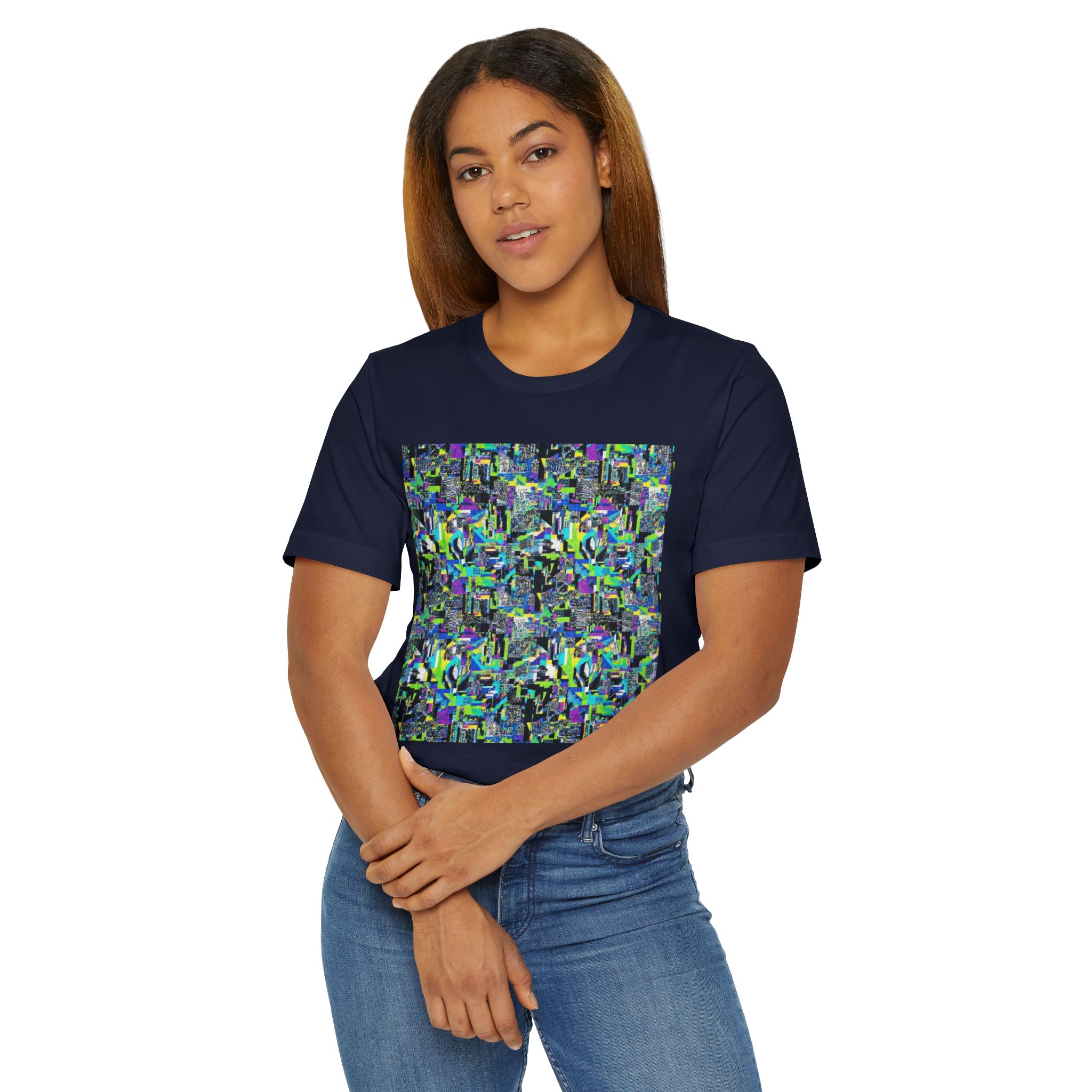 Abstract Neon Mosaic T-Shirt — Colorful Geometric Art Tee - Image 40