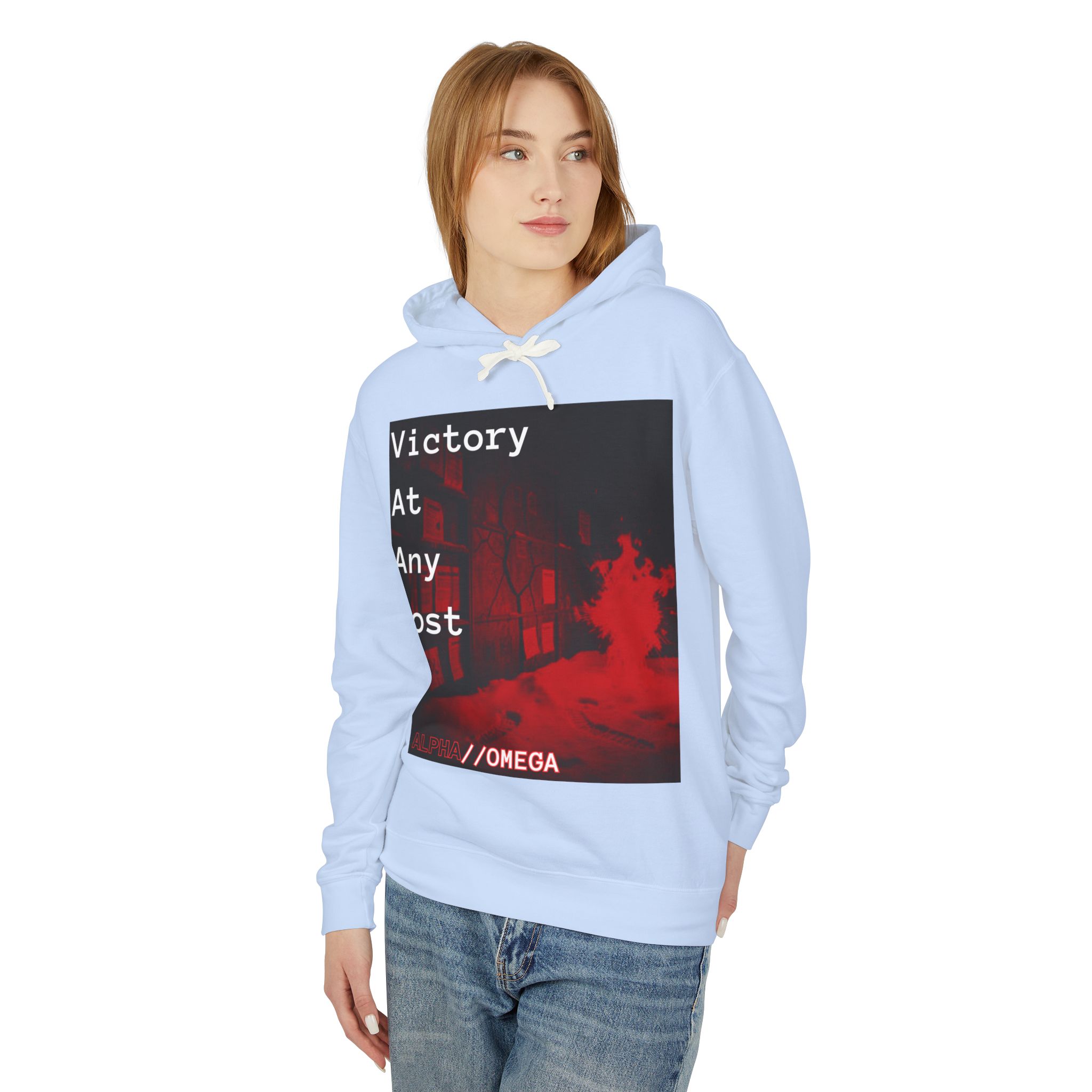 Victory At Any Cost Hoodie — //OMEGA Red Graphic Pullover - Image 11