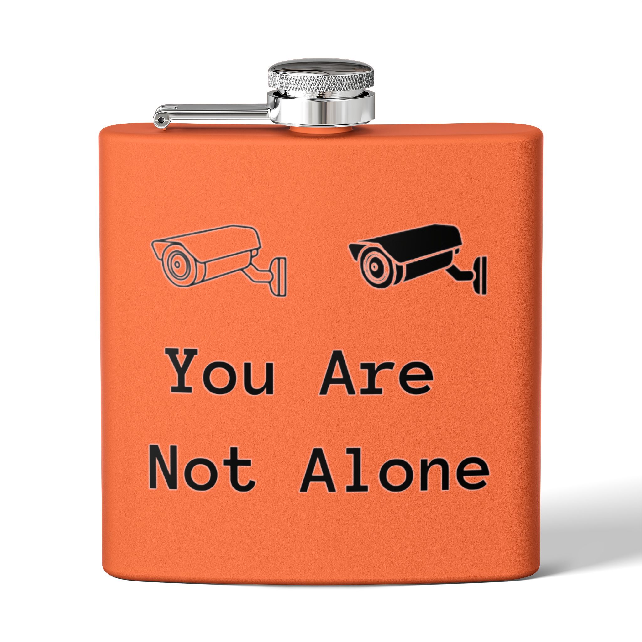 Surveillance Camera "You Are Not Alone" 6oz Stainless Steel Flask - Image 9