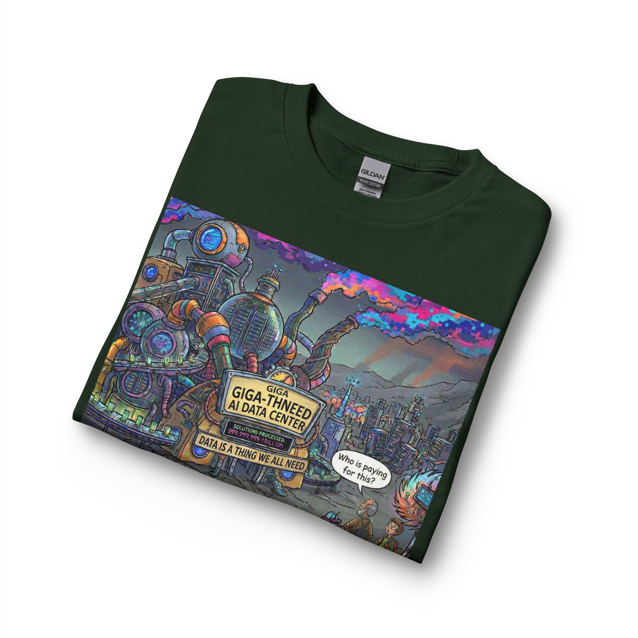 Long Sleeve T-Shirt — Retro Sci‑Fi 'Who is Paying for This AI Data Center' Graphic - Image 19