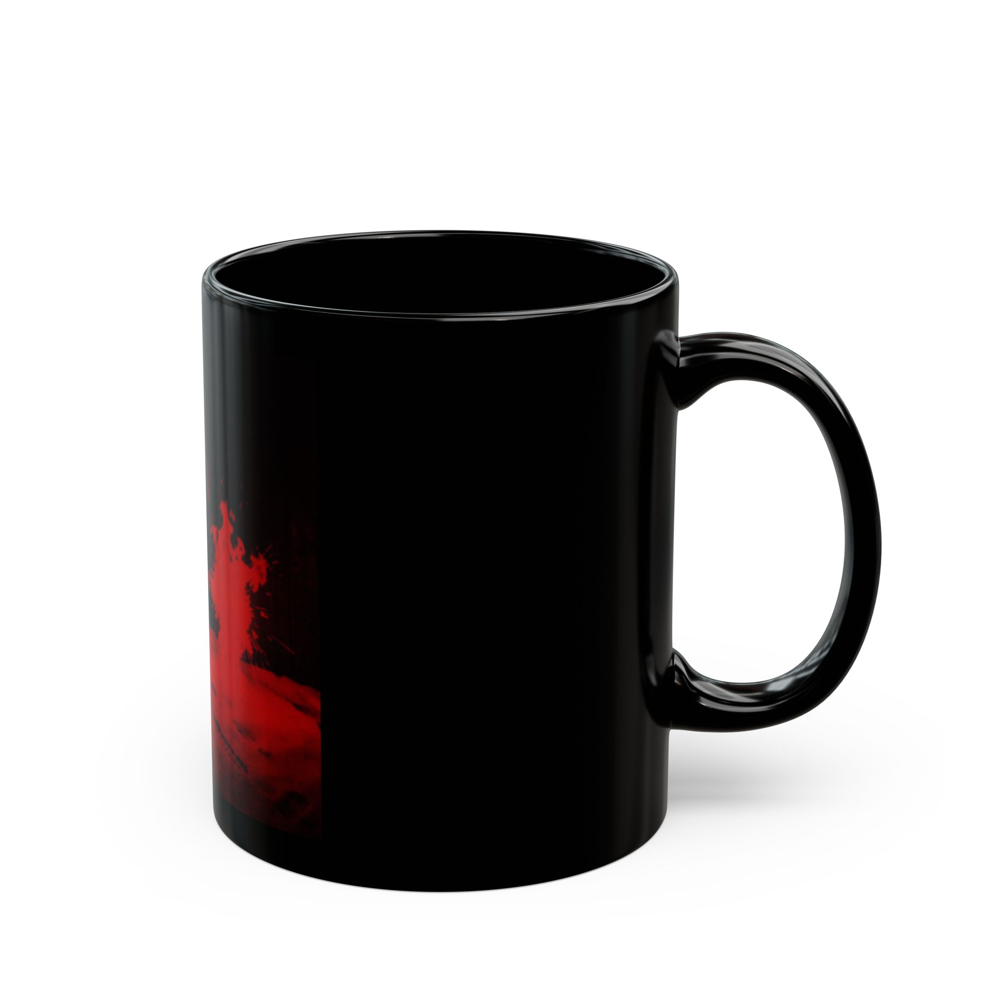 Victory At Any Cost Black Mug — Red Smoke Graphic Coffee Cup - Image 2