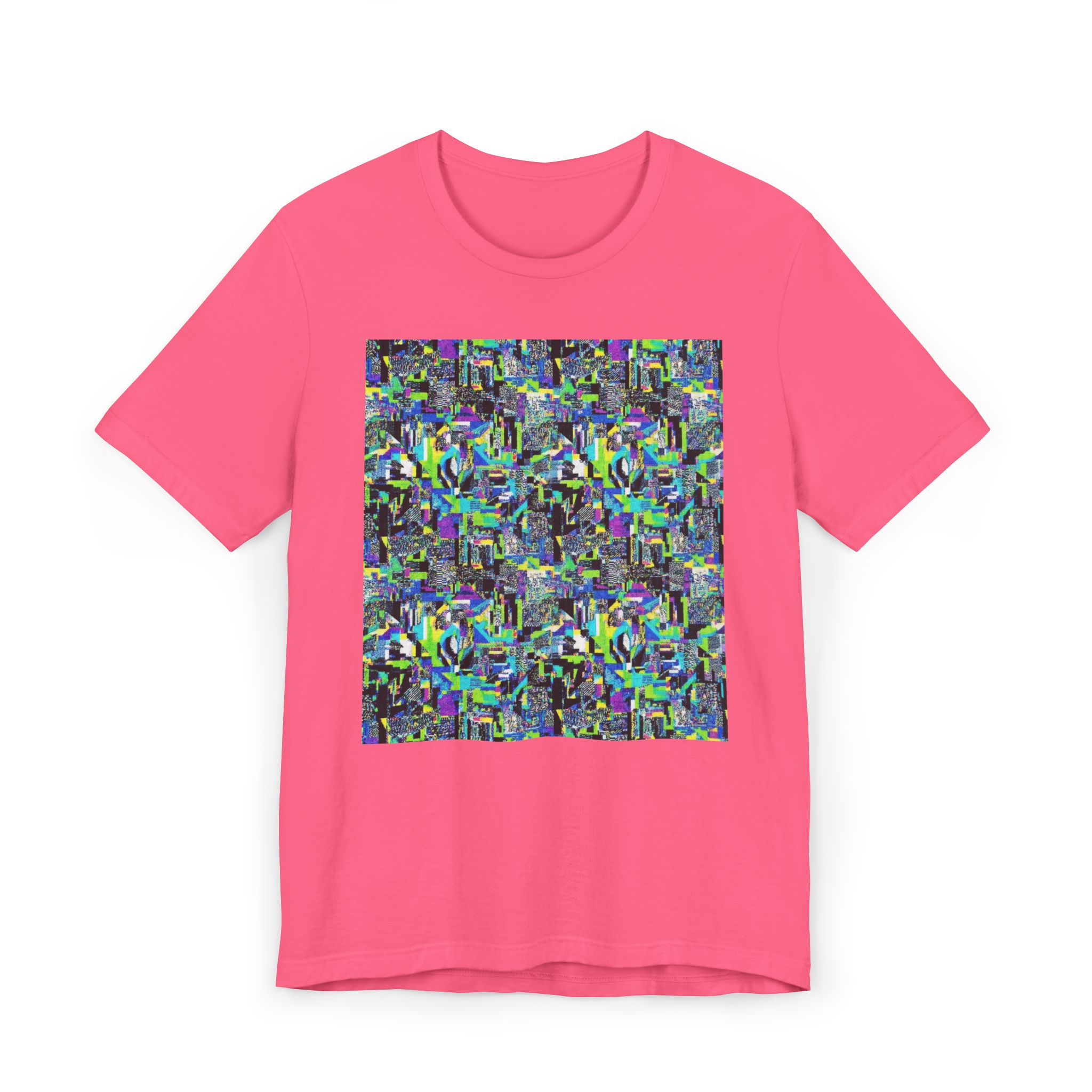 Abstract Neon Mosaic T-Shirt — Colorful Geometric Art Tee - Image 45