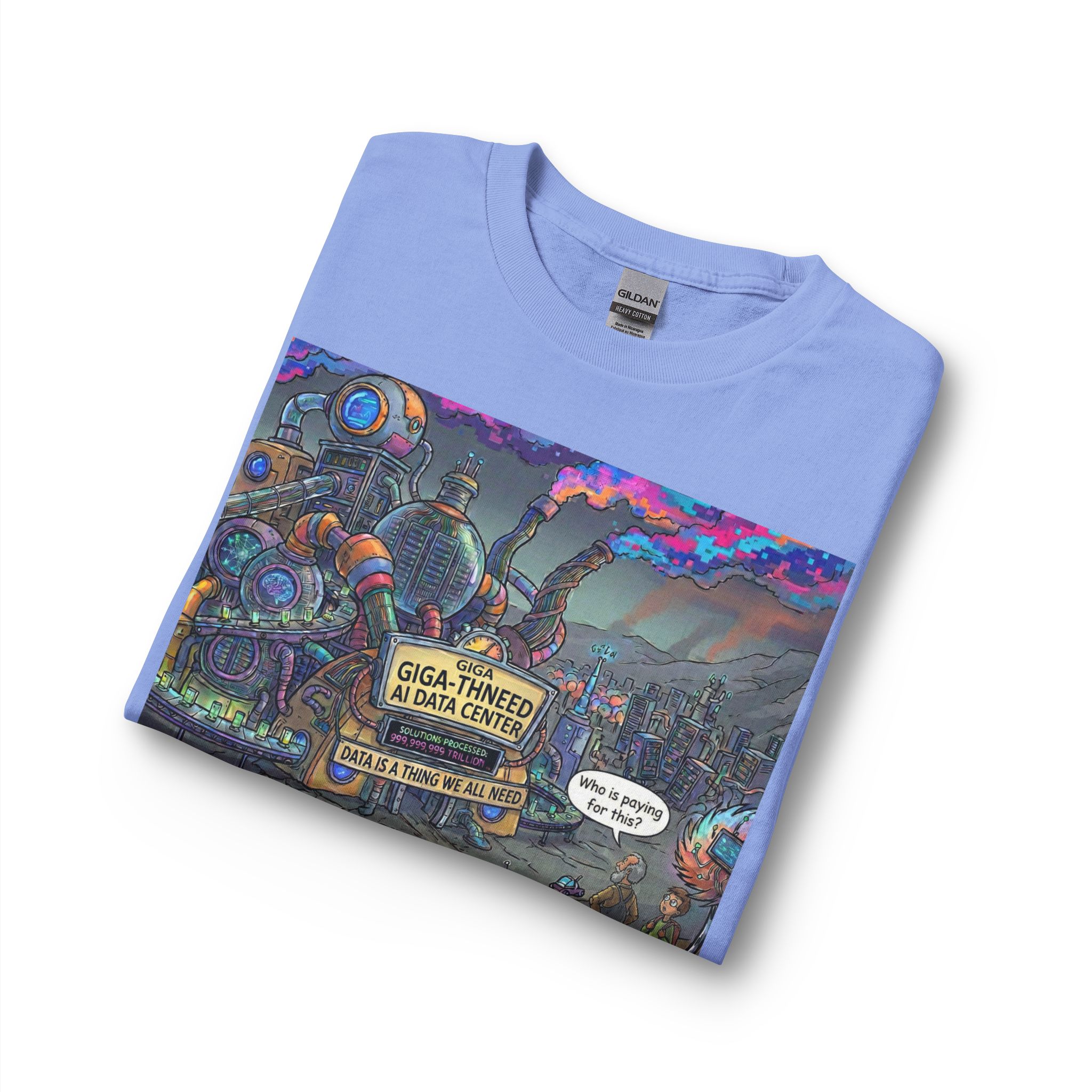 Long Sleeve T-Shirt — Retro Sci‑Fi 'Who is Paying for This AI Data Center' Graphic - Image 3