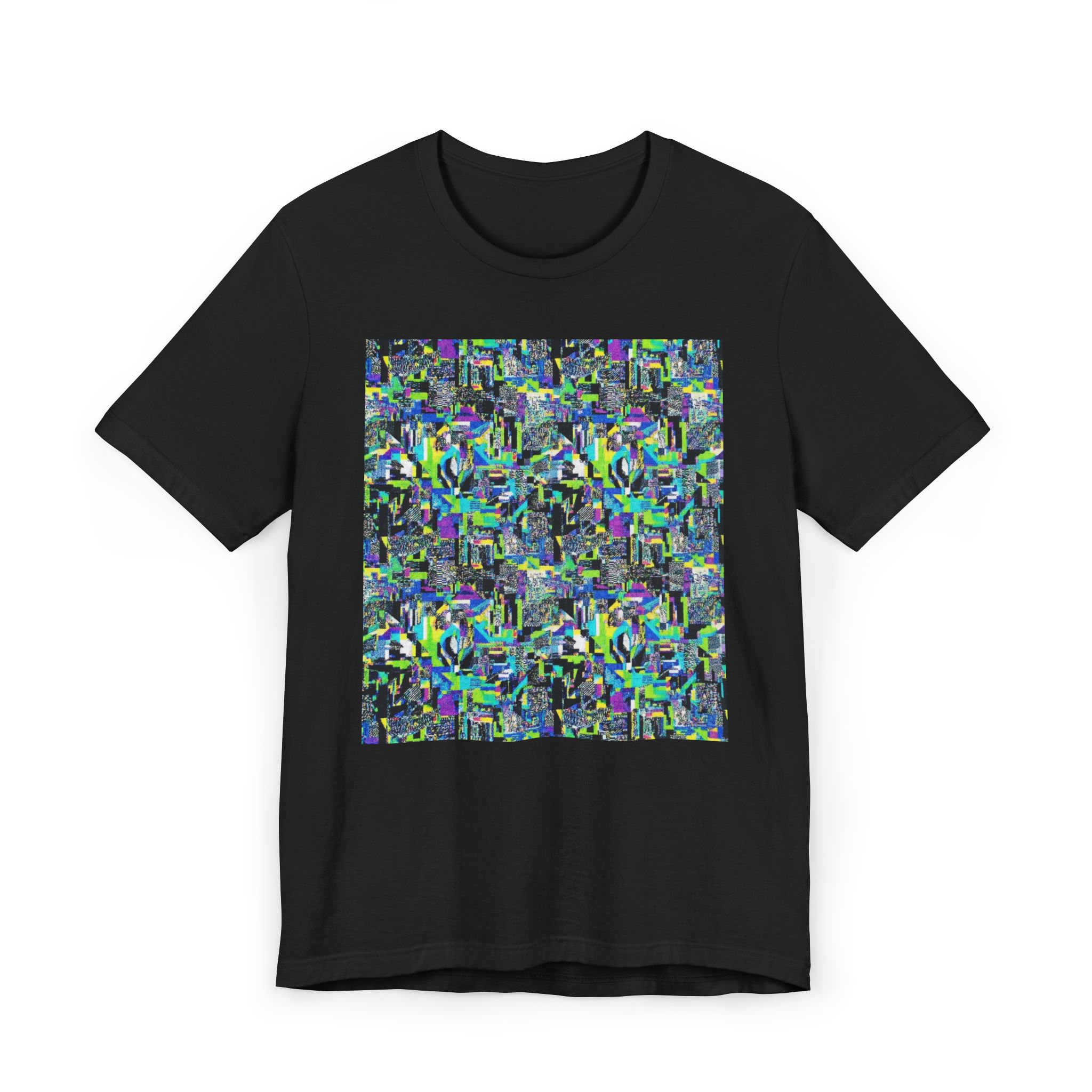 Abstract Neon Mosaic T-Shirt — Colorful Geometric Art Tee - Image 13
