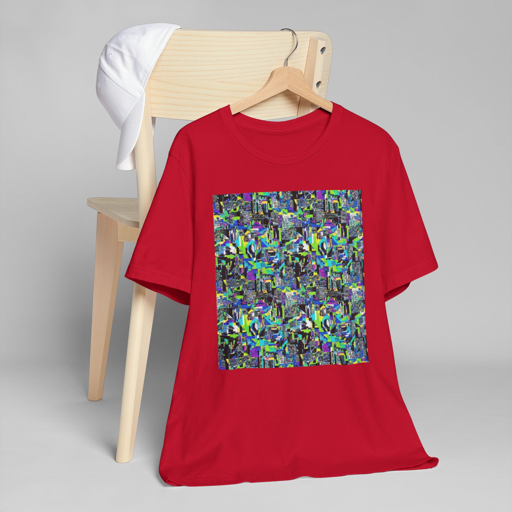 Abstract Neon Mosaic T-Shirt — Colorful Geometric Art Tee - Image 51