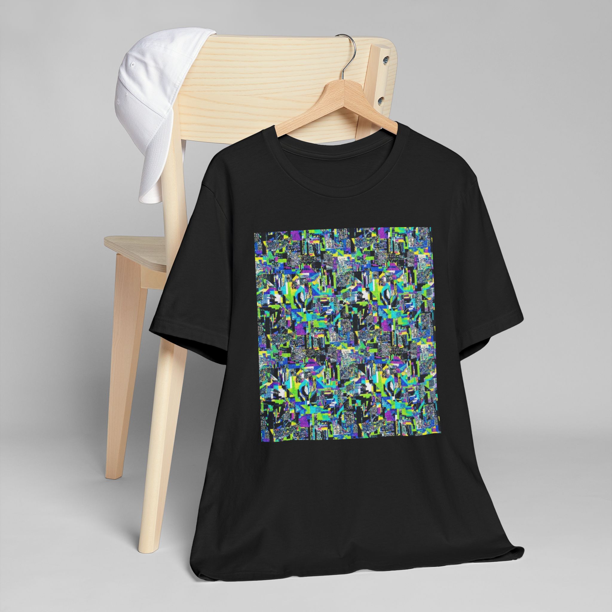 Abstract Neon Mosaic T-Shirt — Colorful Geometric Art Tee - Image 15