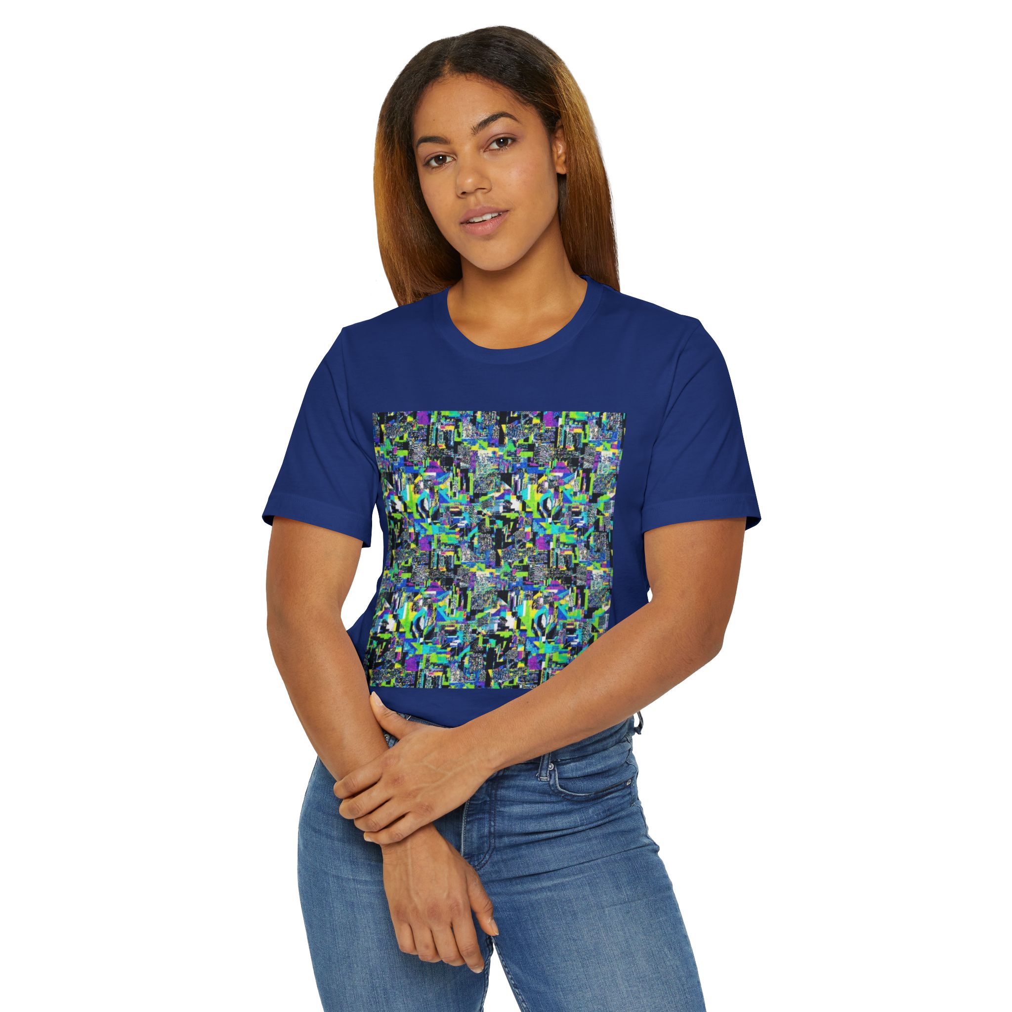 Abstract Neon Mosaic T-Shirt — Colorful Geometric Art Tee - Image 32