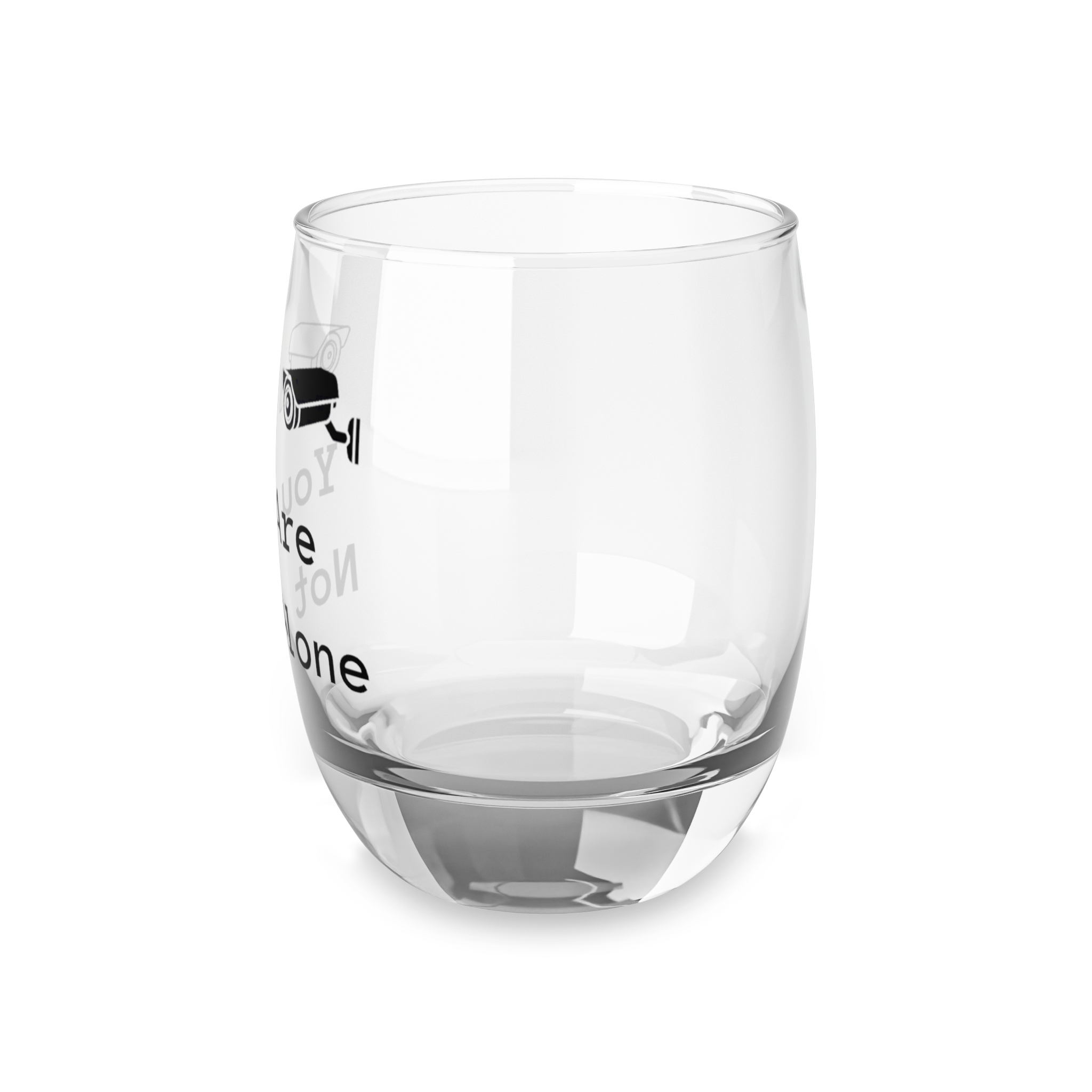 You Are Not Alone Whiskey Glass — Surveillance Camera Novelty Rocks Glass - Image 2