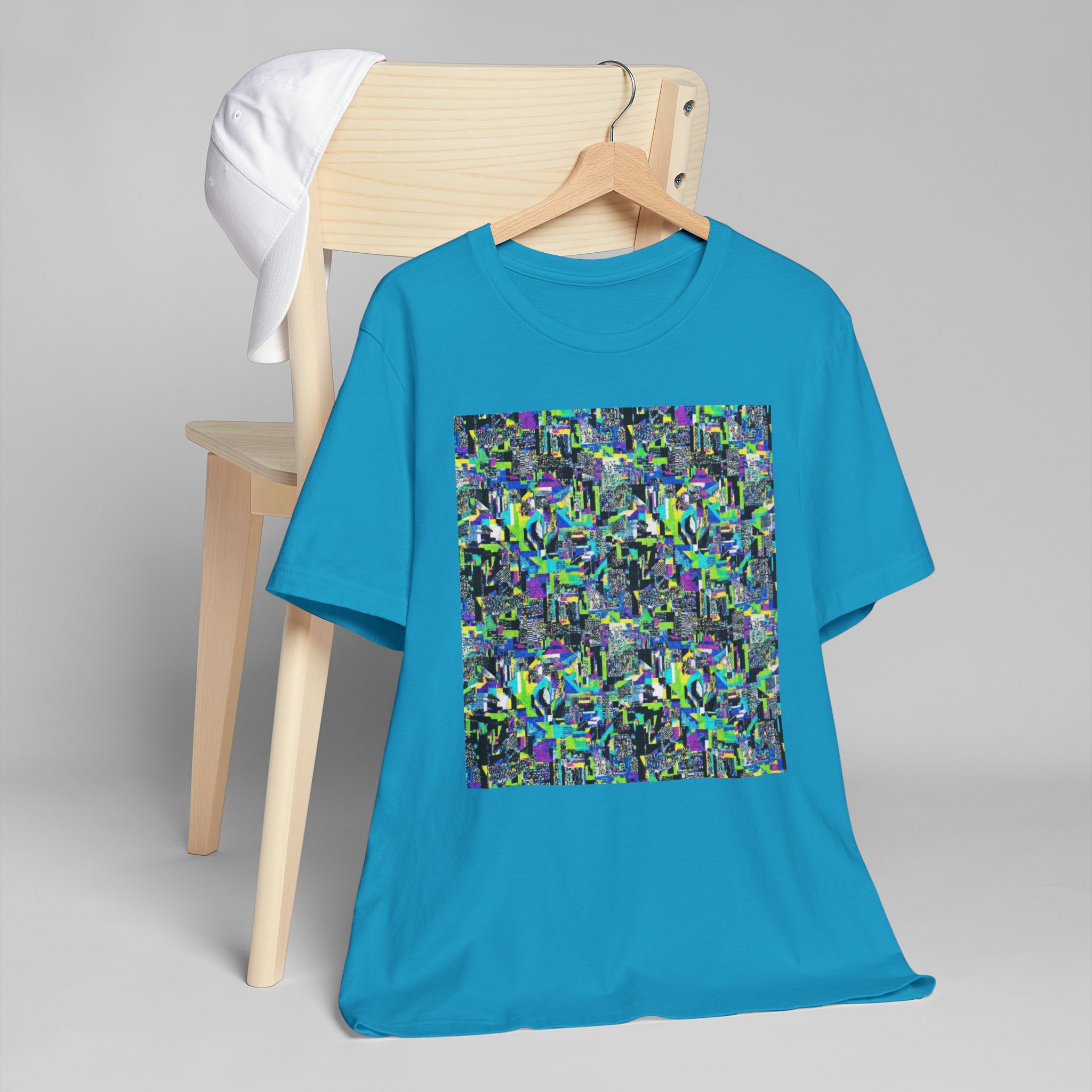 Abstract Neon Mosaic T-Shirt — Colorful Geometric Art Tee - Image 3