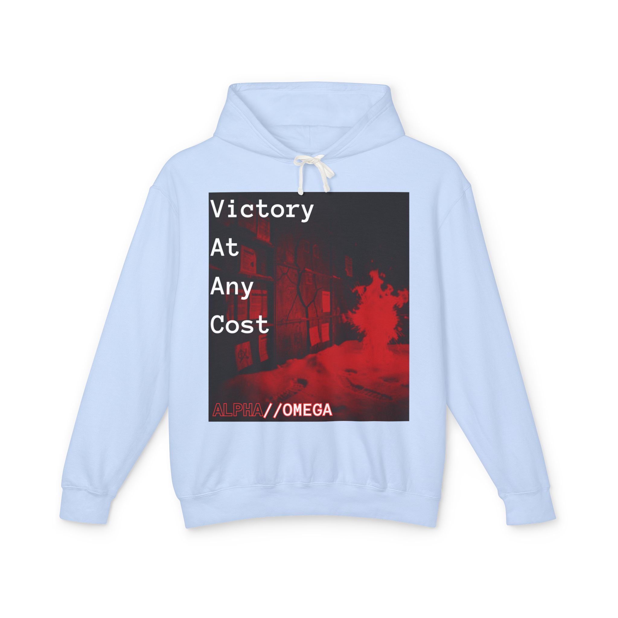 Victory At Any Cost Hoodie — //OMEGA Red Graphic Pullover - Image 9