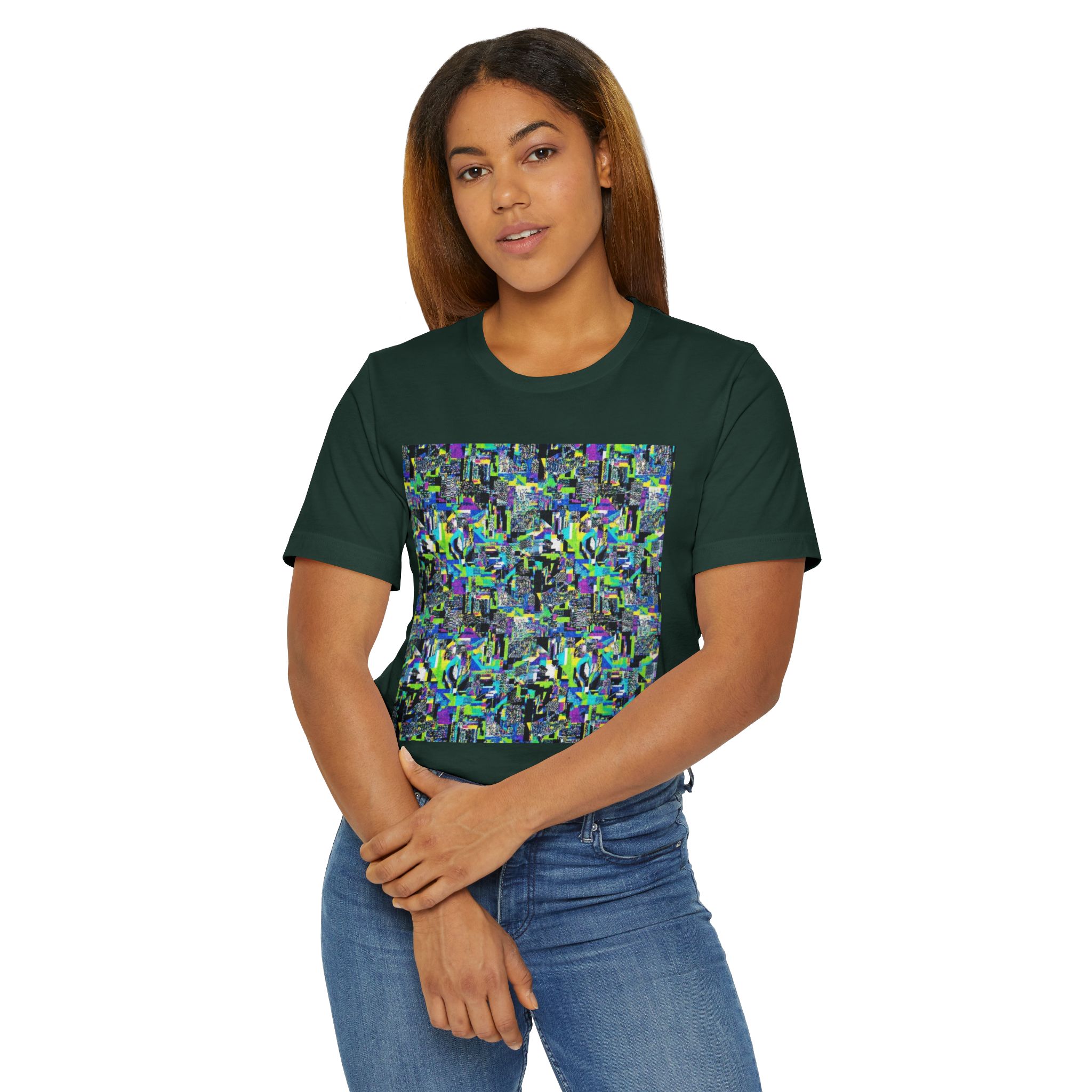 Abstract Neon Mosaic T-Shirt — Colorful Geometric Art Tee - Image 24