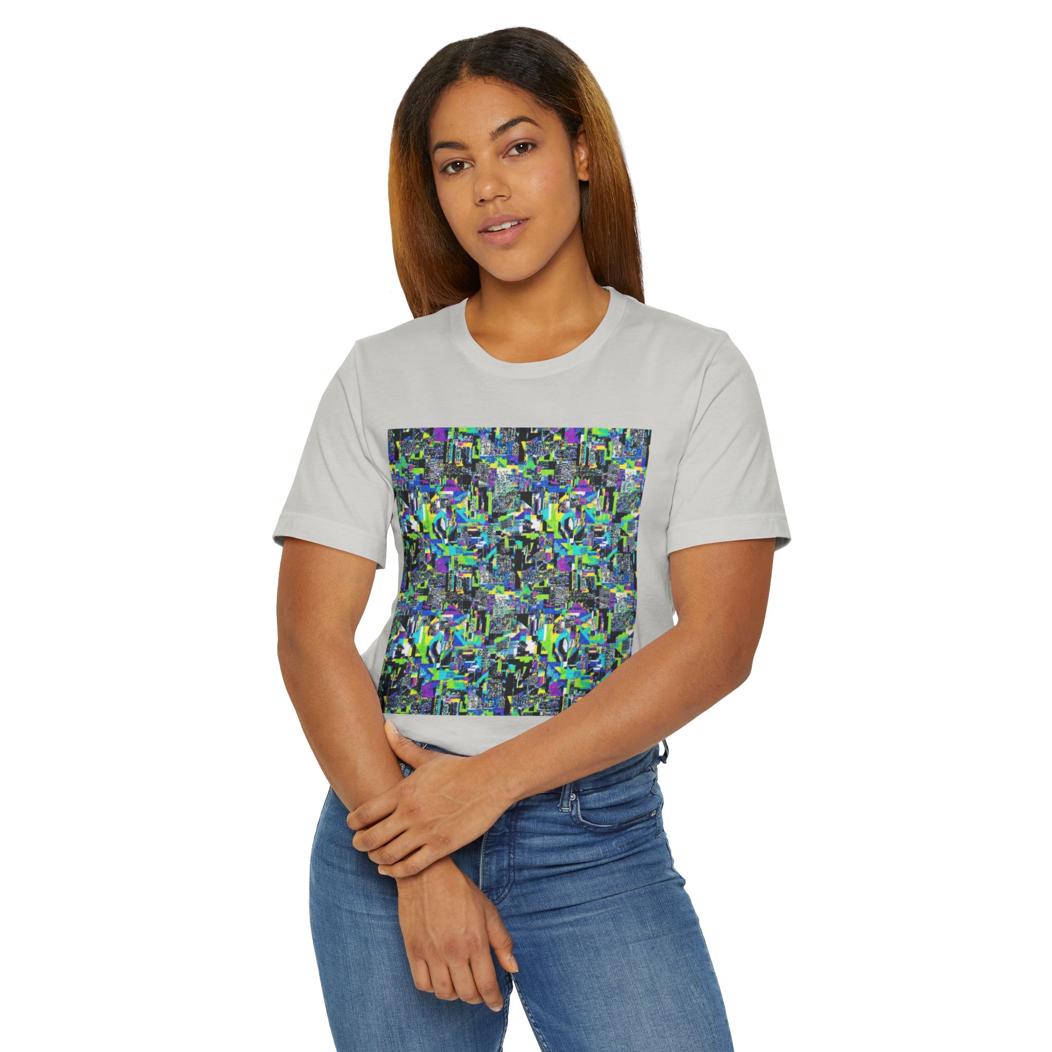 Abstract Neon Mosaic T-Shirt — Colorful Geometric Art Tee - Image 20
