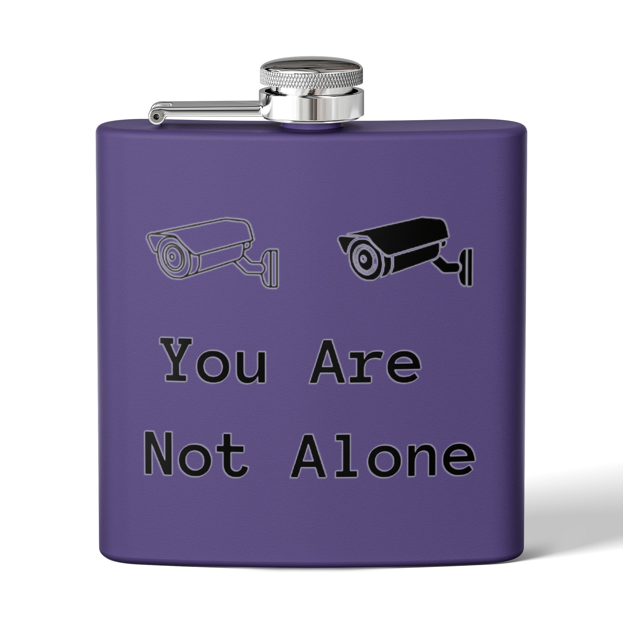 Surveillance Camera "You Are Not Alone" 6oz Stainless Steel Flask - Image 29