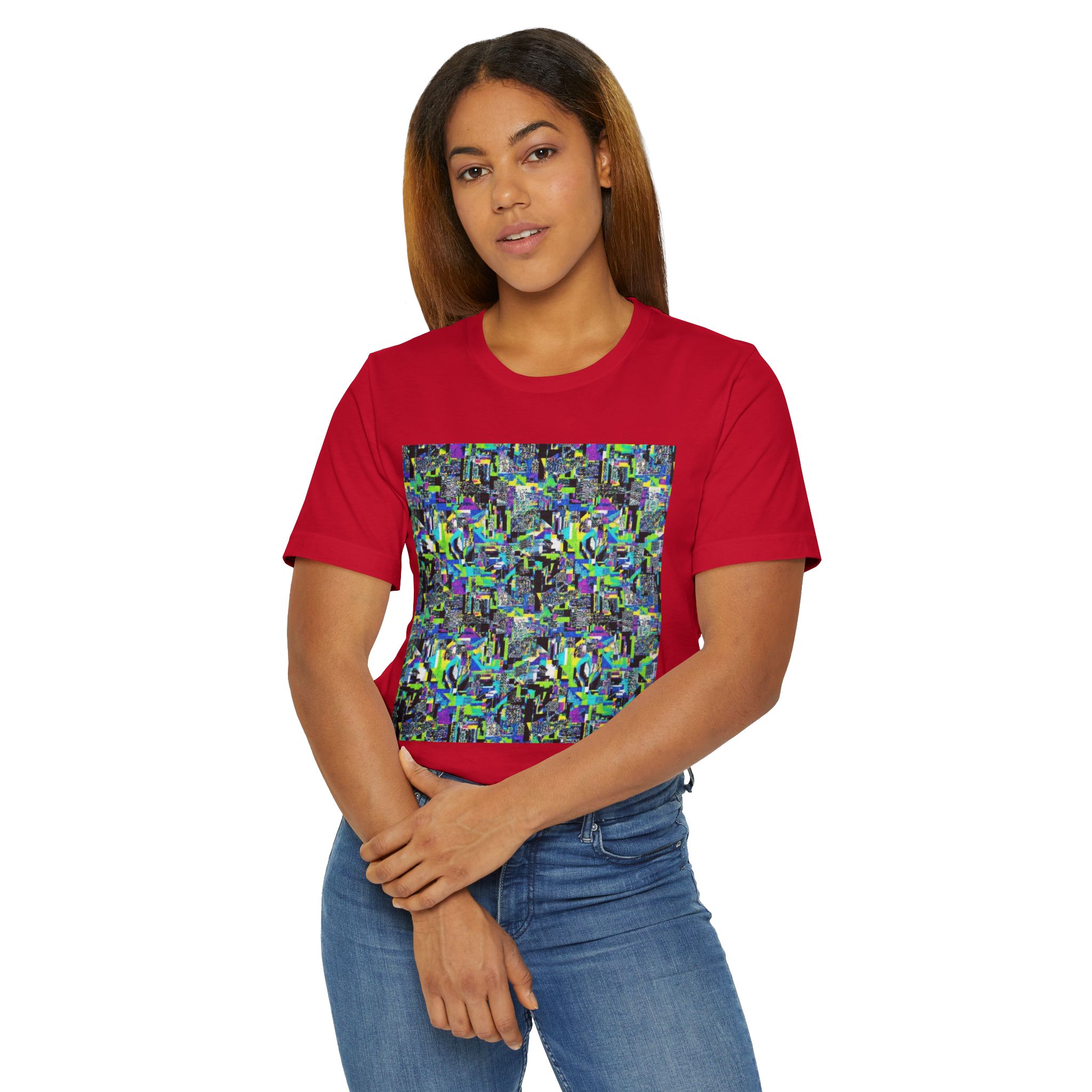 Abstract Neon Mosaic T-Shirt — Colorful Geometric Art Tee - Image 52