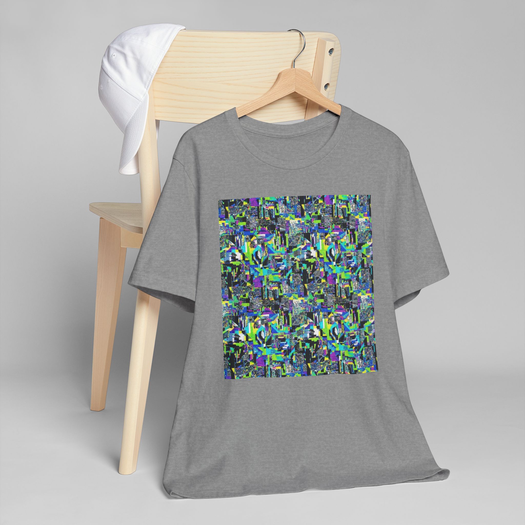 Abstract Neon Mosaic T-Shirt — Colorful Geometric Art Tee - Image 11