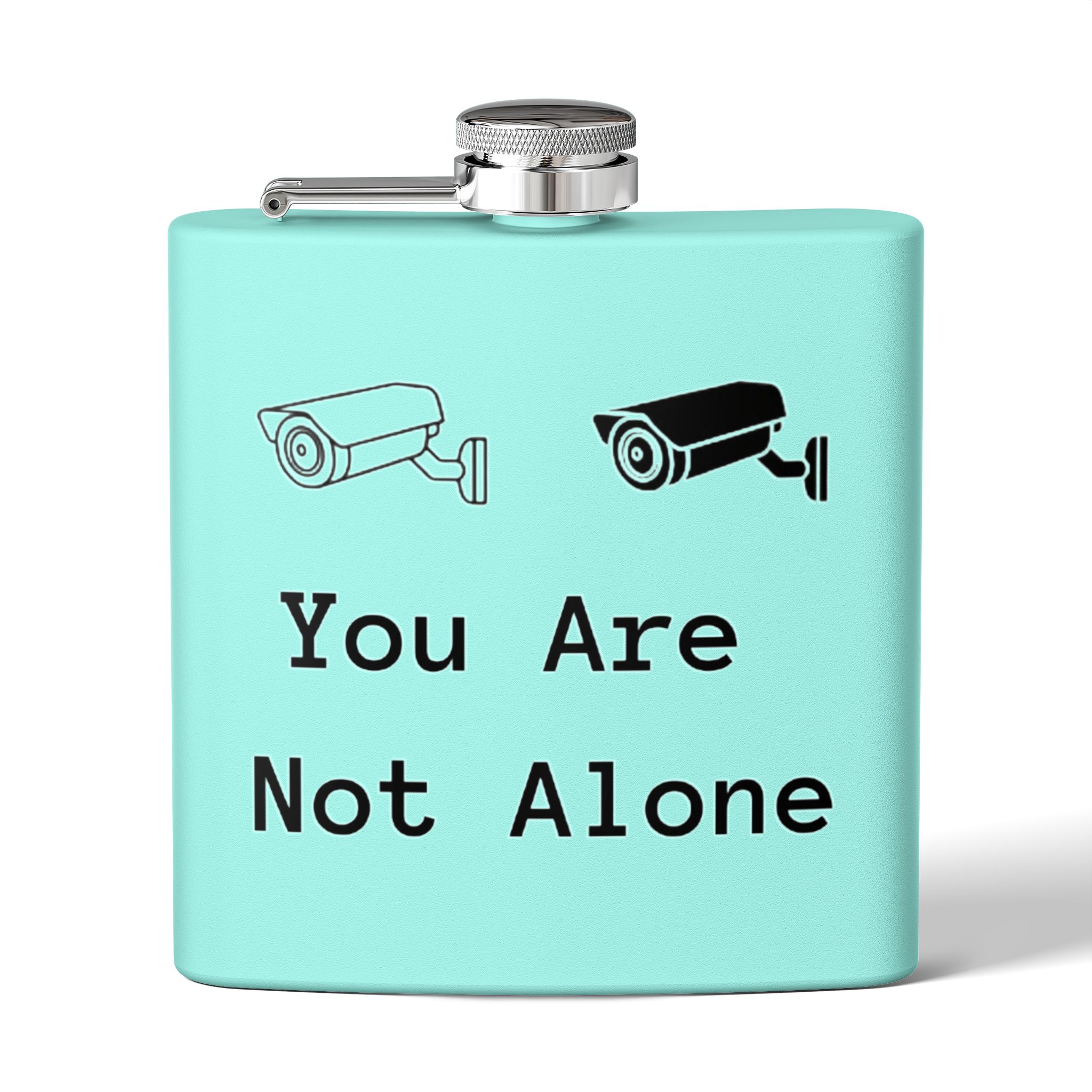 Surveillance Camera "You Are Not Alone" 6oz Stainless Steel Flask - Image 17