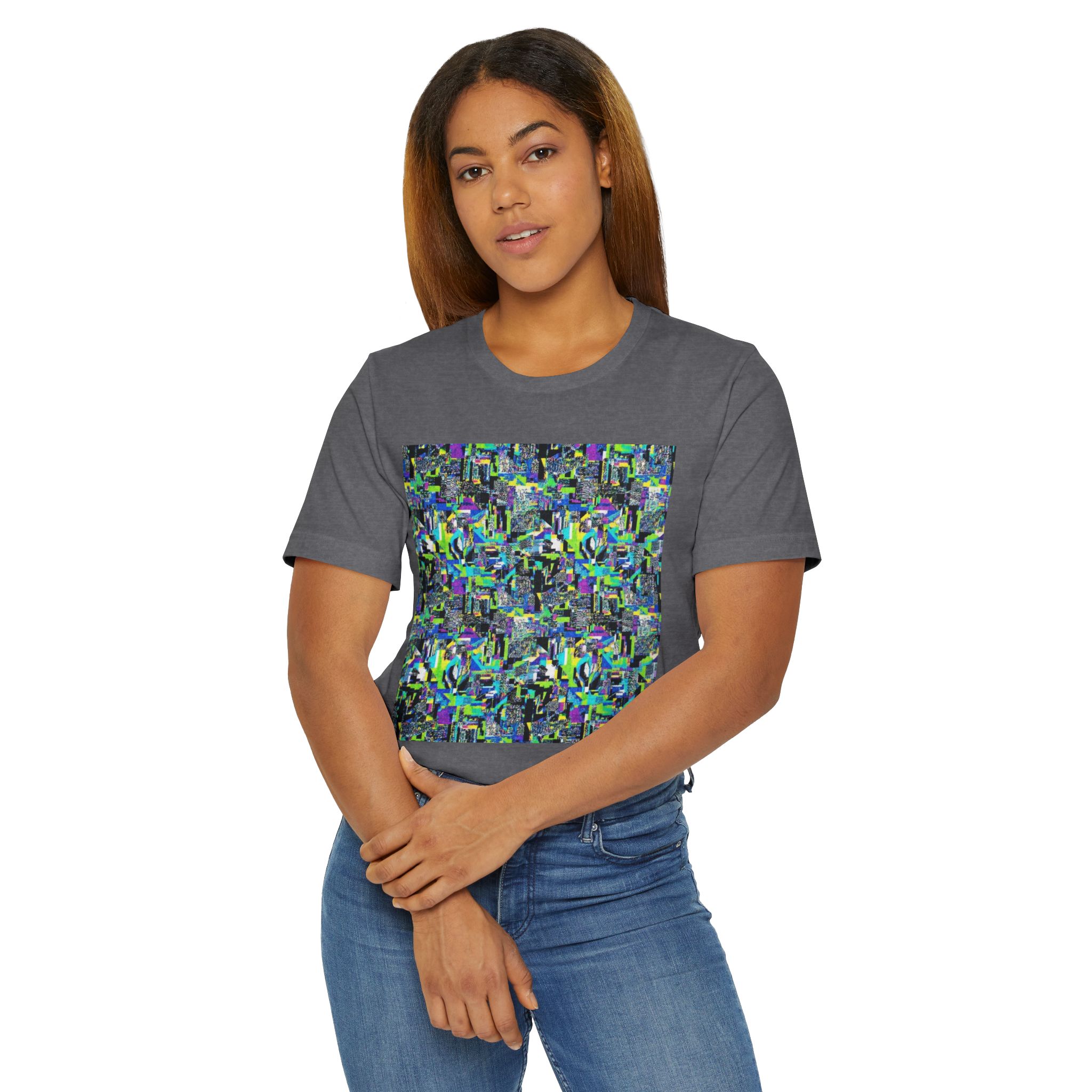 Abstract Neon Mosaic T-Shirt — Colorful Geometric Art Tee - Image 36