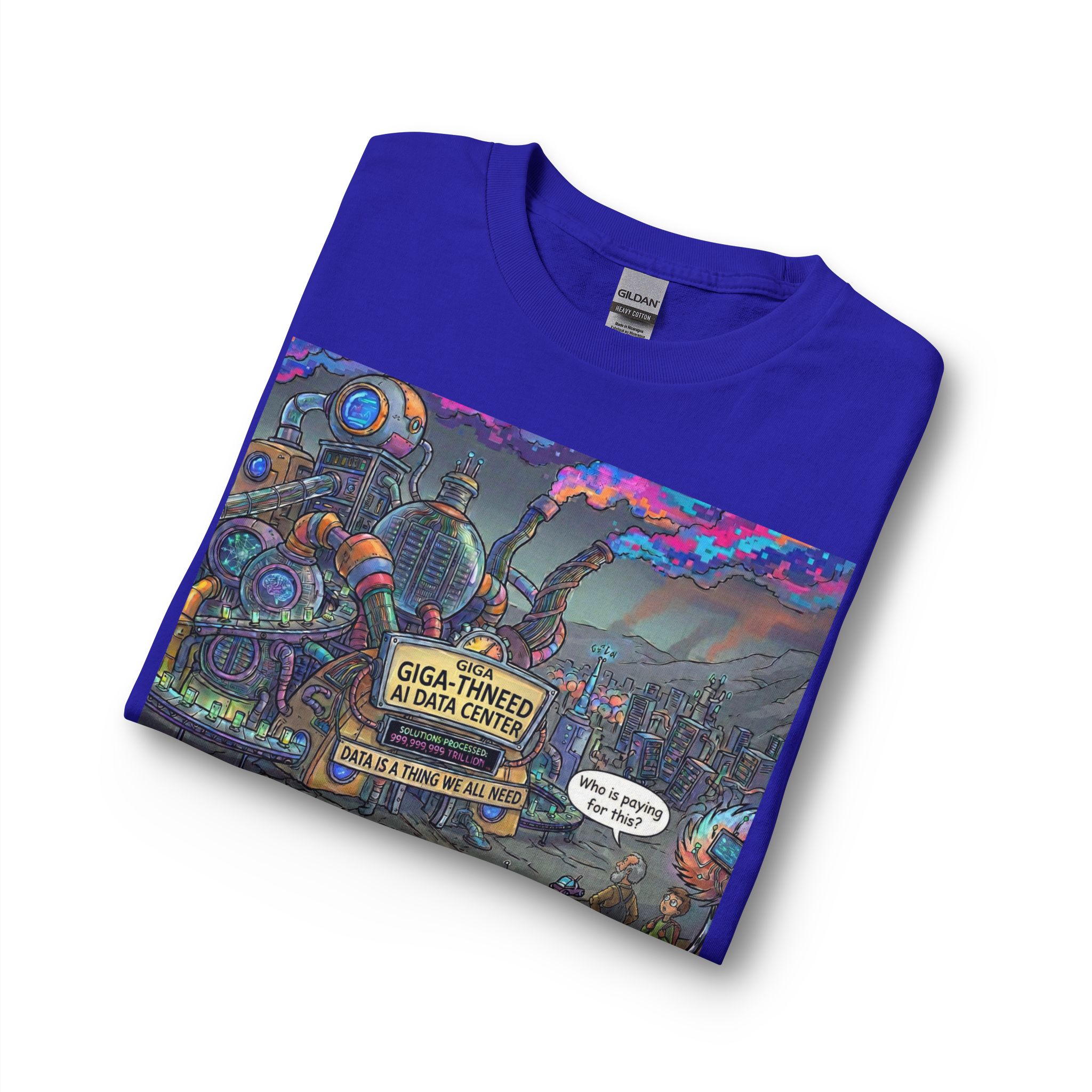 Long Sleeve T-Shirt — Retro Sci‑Fi 'Who is Paying for This AI Data Center' Graphic - Image 31