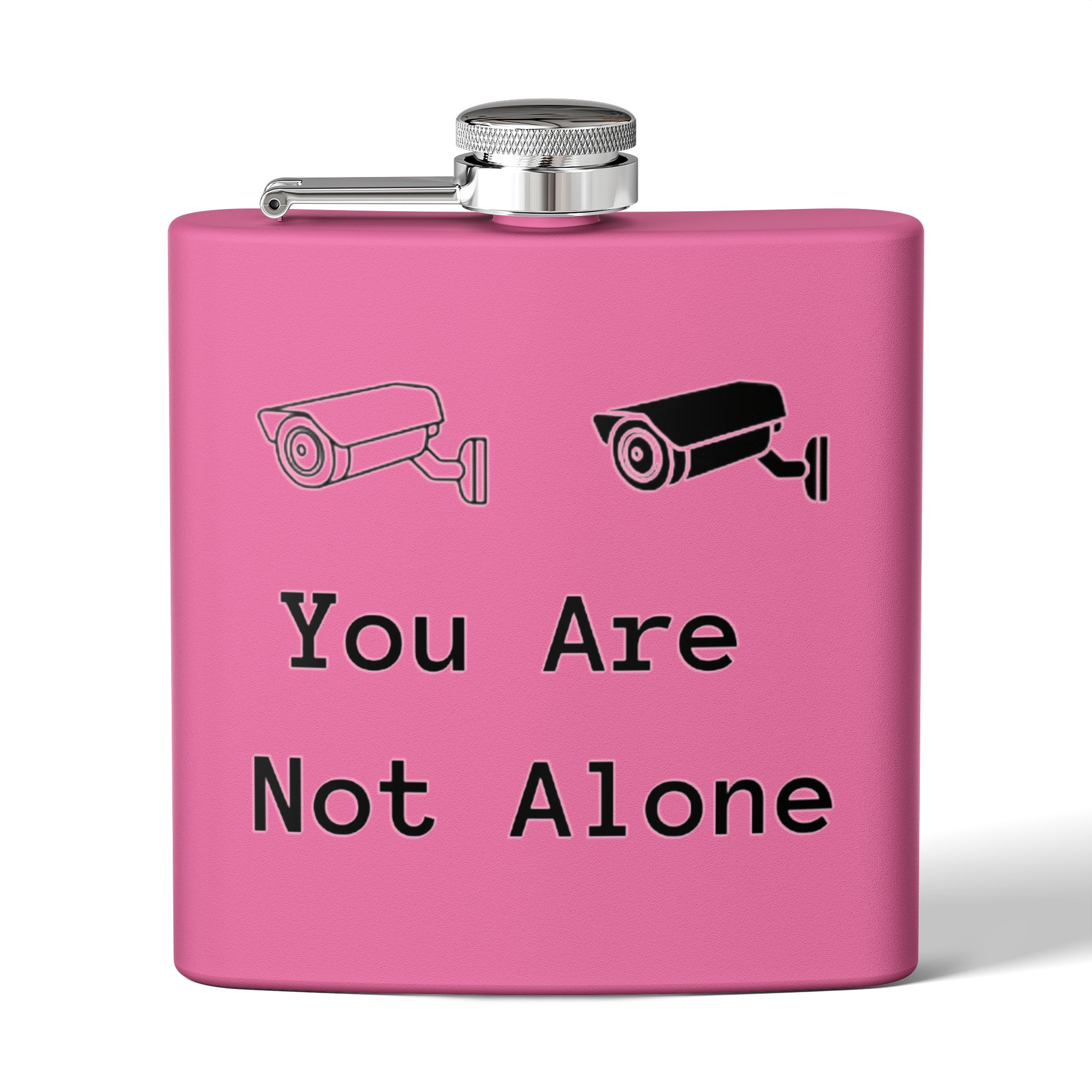 Surveillance Camera "You Are Not Alone" 6oz Stainless Steel Flask - Image 33