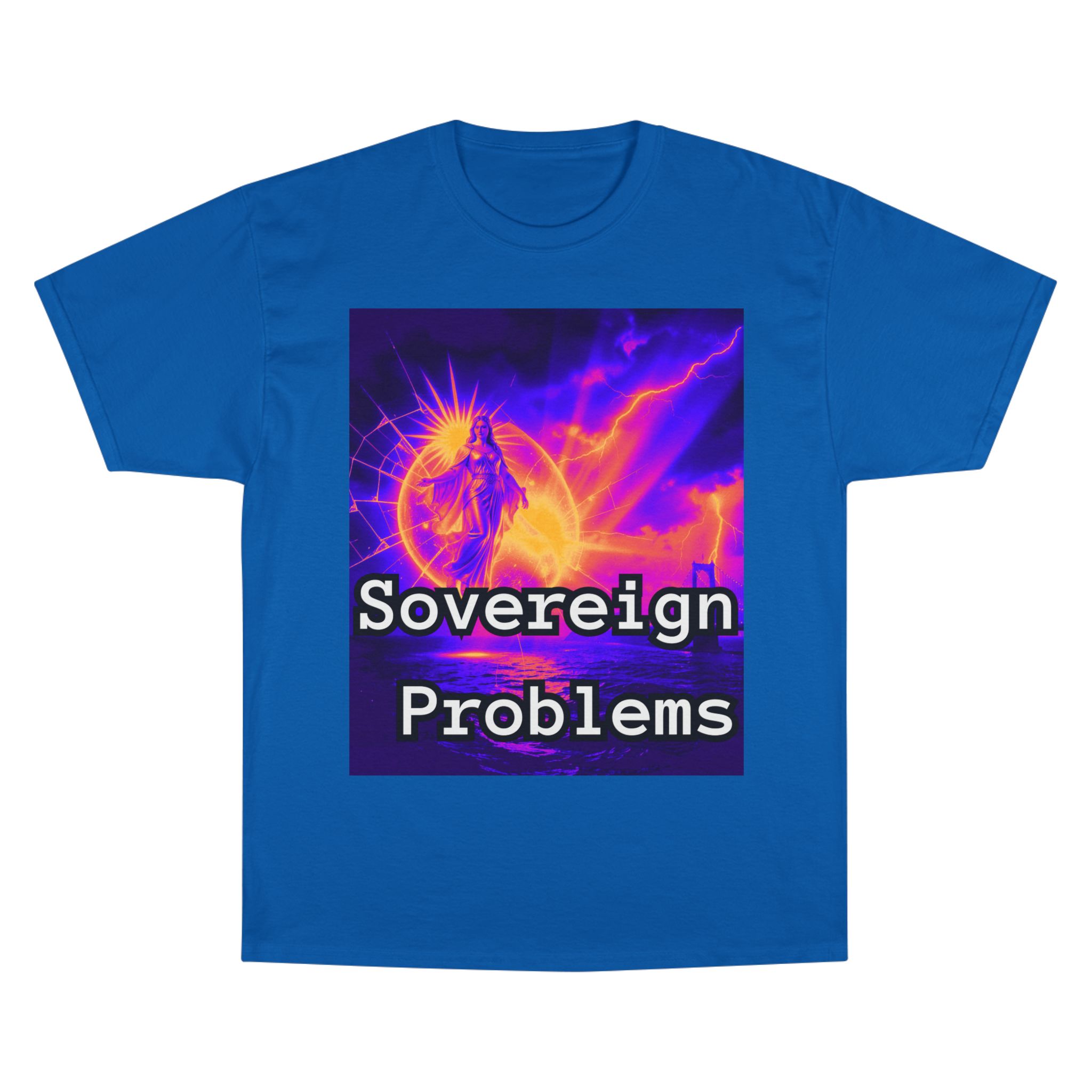 Sovereign Problems Champion T-Shirt — Neon Angel Graphic Tee - Image 4