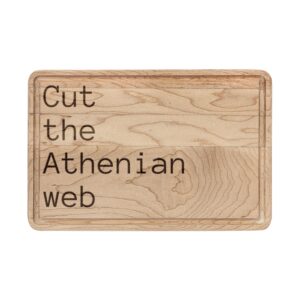 Engraved Cutting Board – “Cut the Athenian Web” Personalized Wooden Serving Board