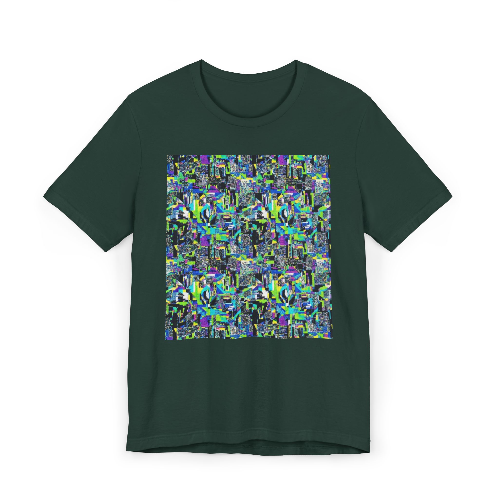 Abstract Neon Mosaic T-Shirt — Colorful Geometric Art Tee - Image 21