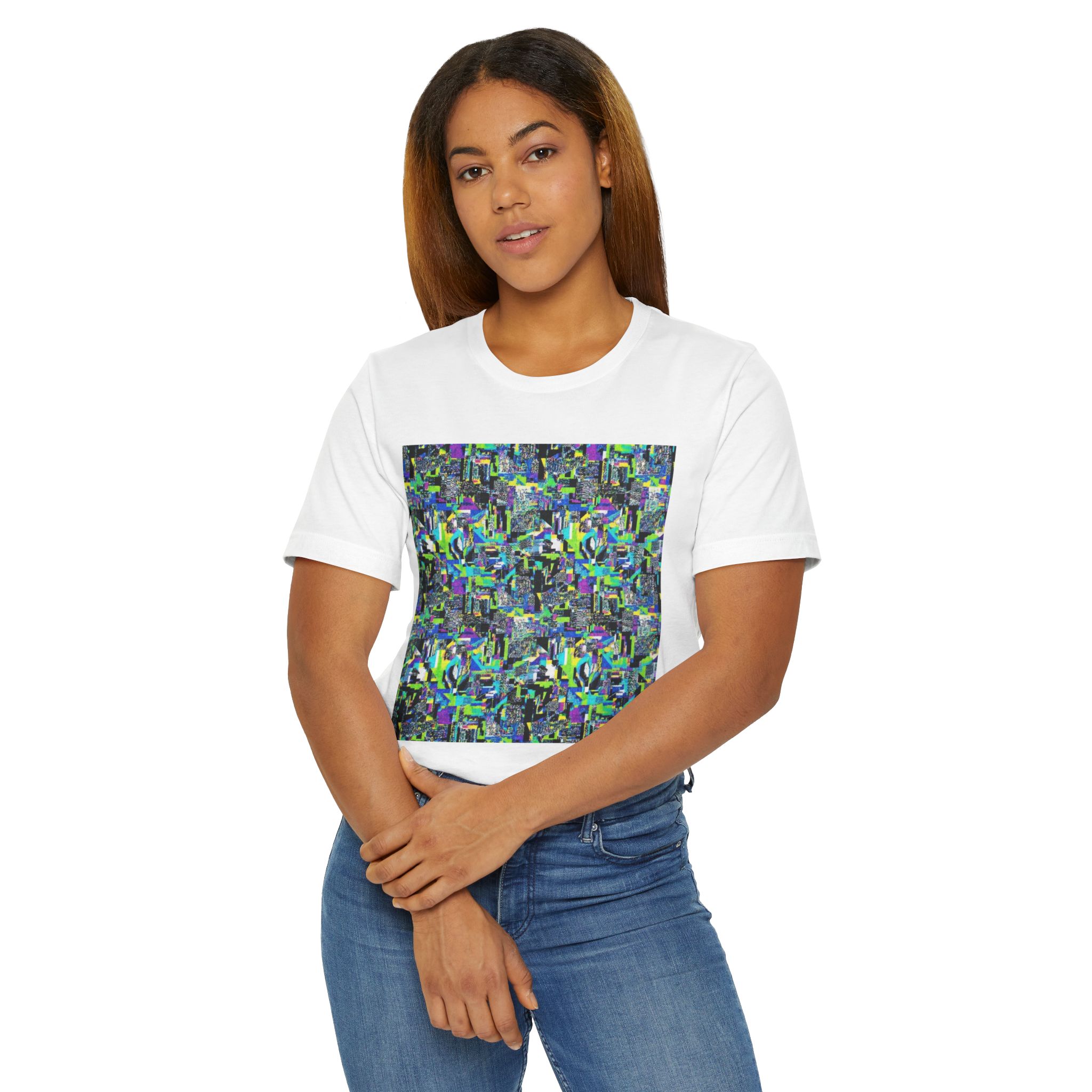 Abstract Neon Mosaic T-Shirt — Colorful Geometric Art Tee - Image 8